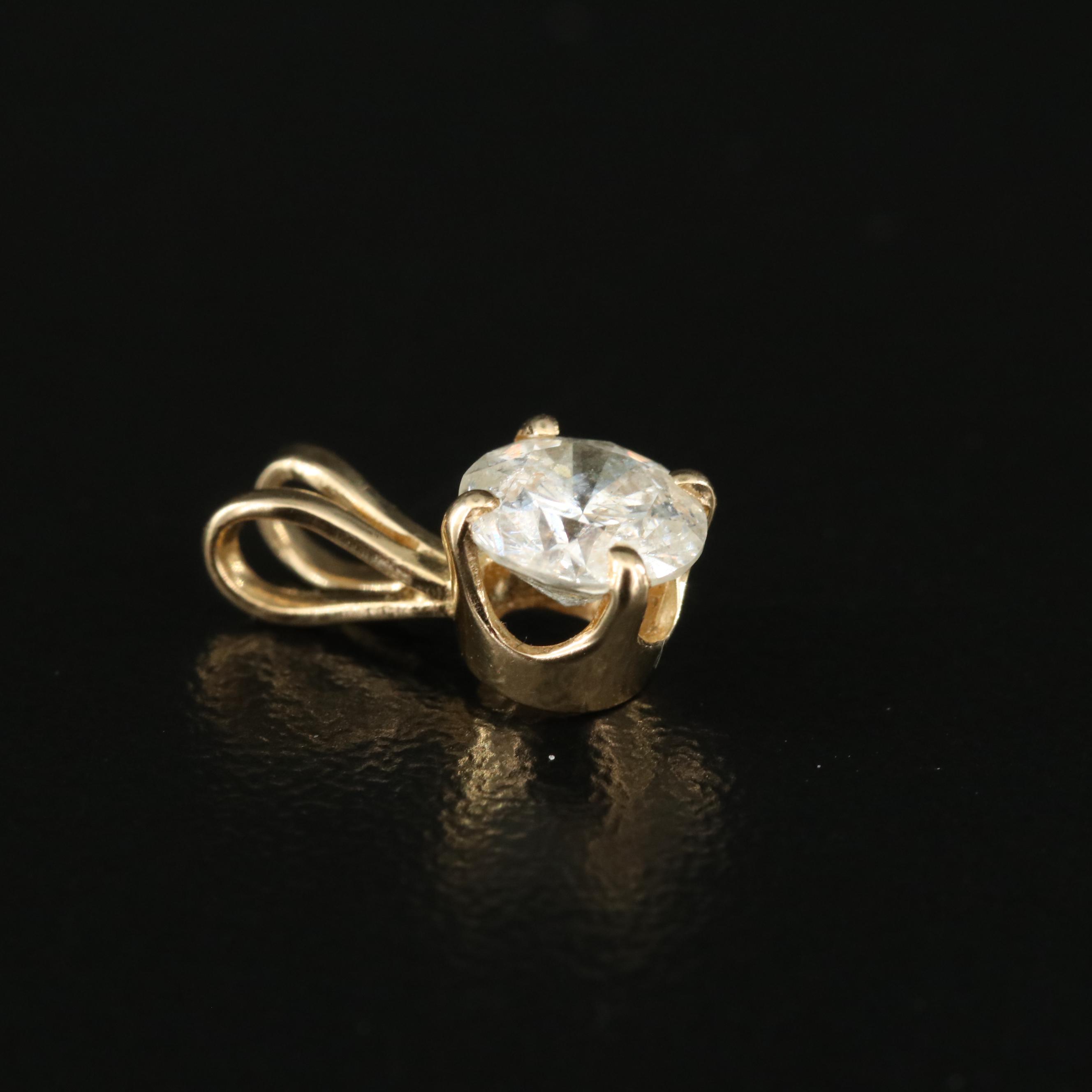 14K 0.67 CT Diamond Solitaire Pendant