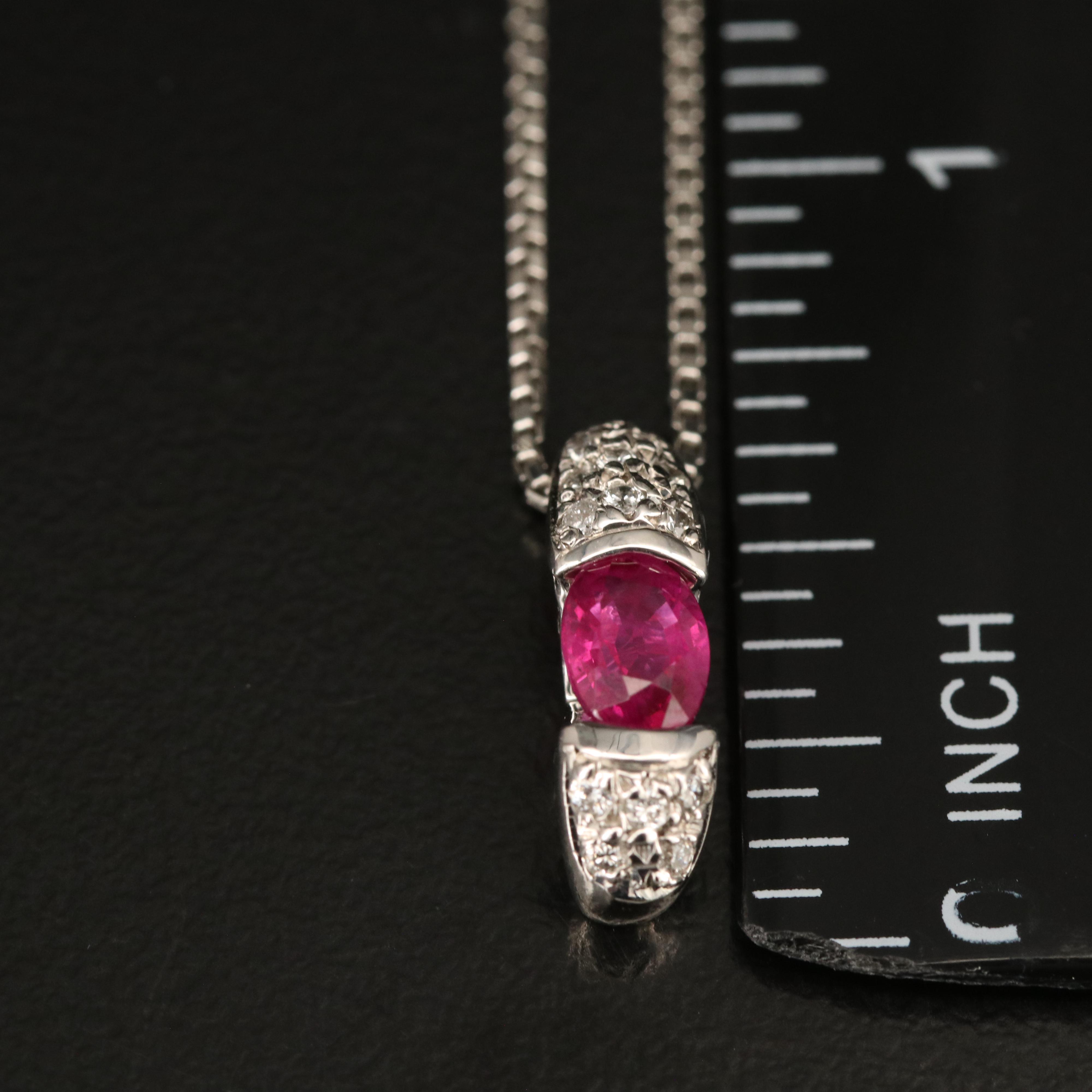 Platinum Ruby and Diamond Pendant Necklace