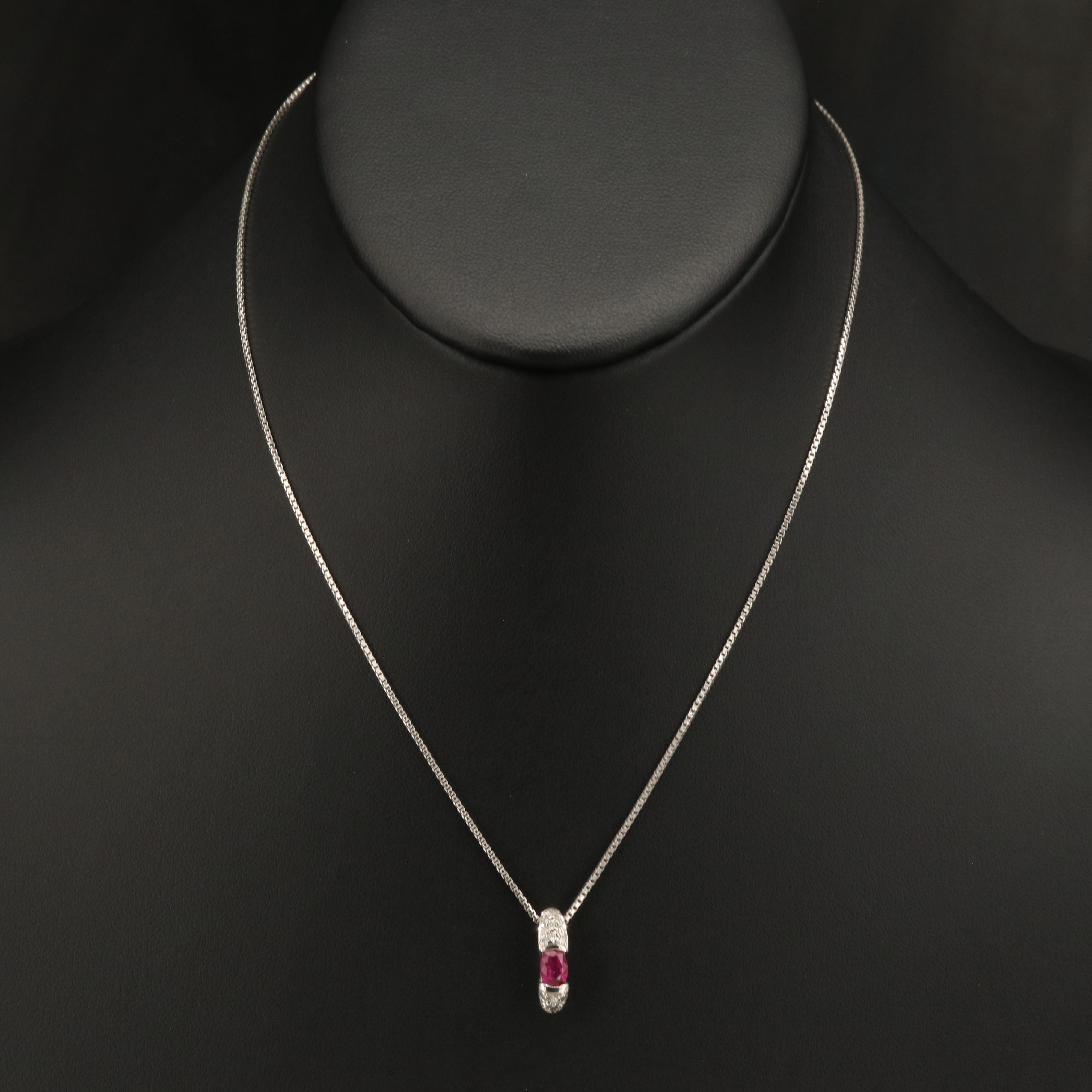 Platinum Ruby and Diamond Pendant Necklace