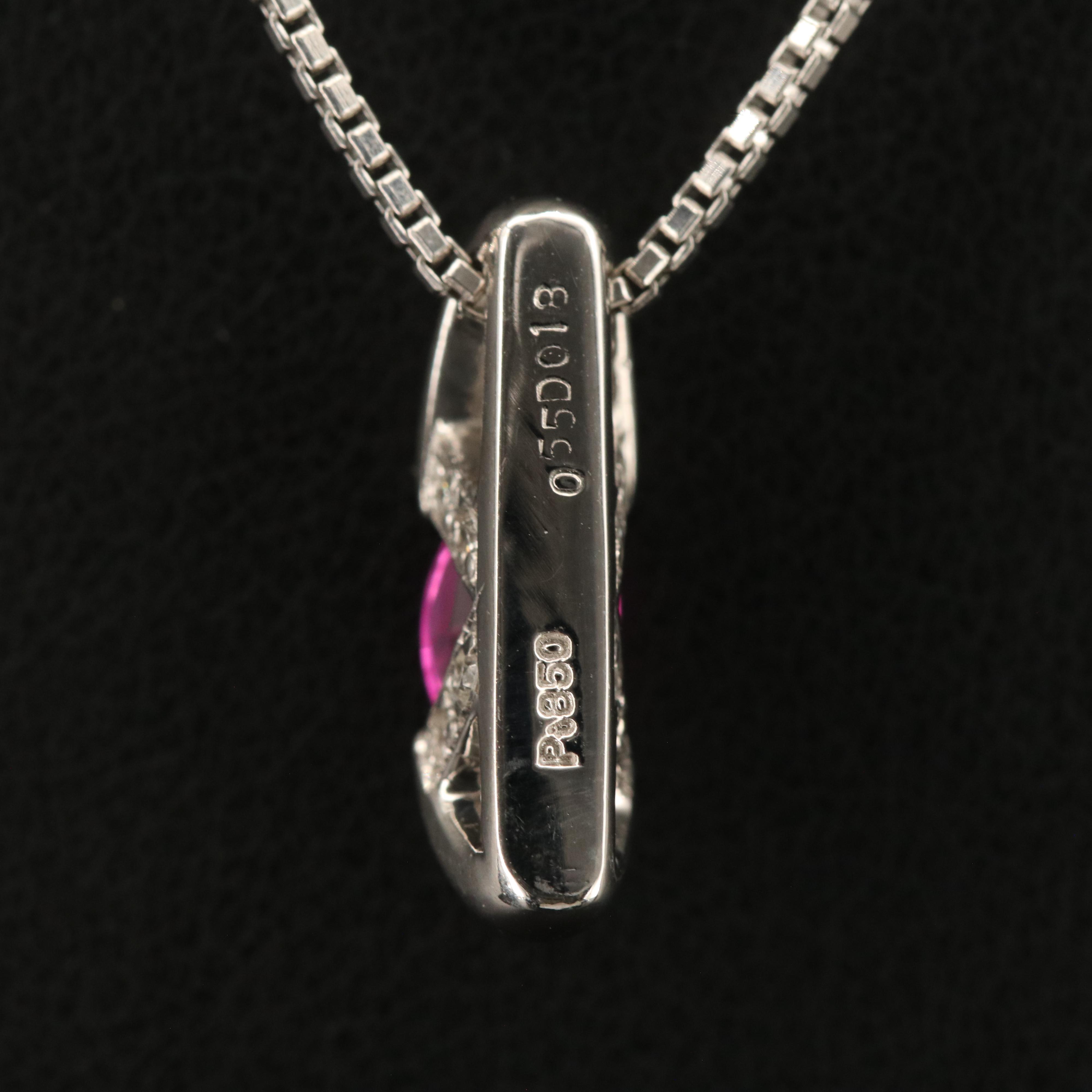 Platinum Ruby and Diamond Pendant Necklace