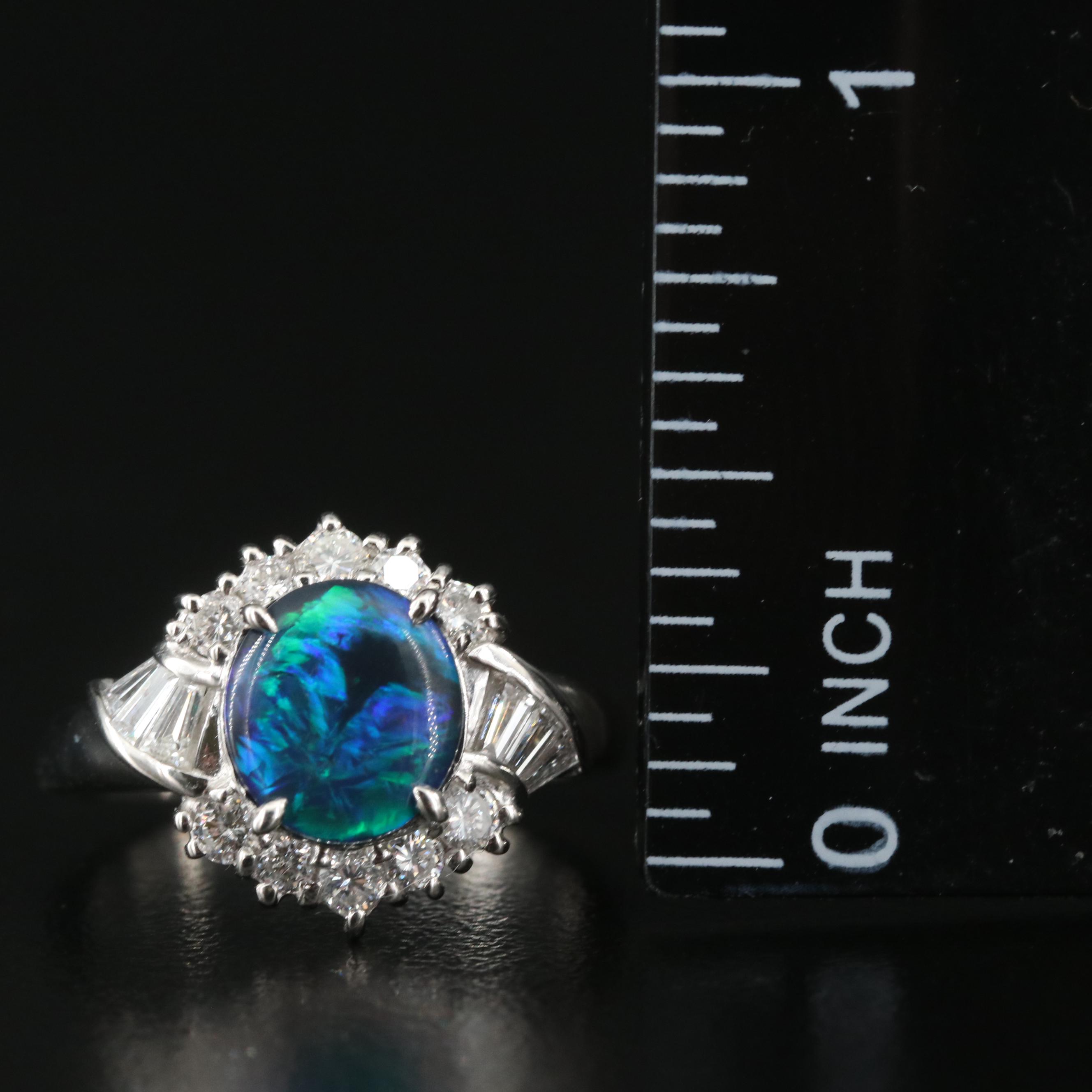Platinum Black Opal and Diamond Ring