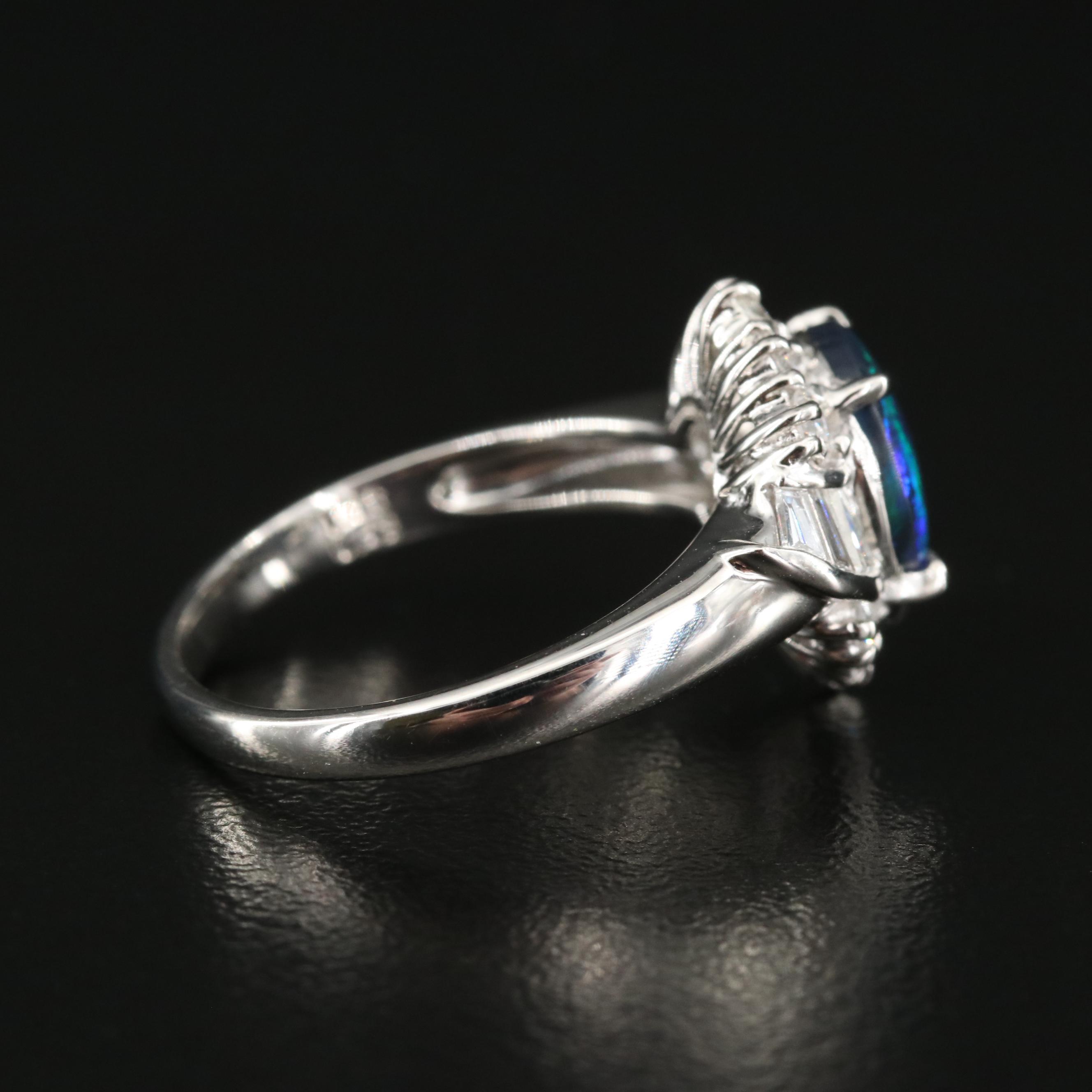 Platinum Black Opal and Diamond Ring