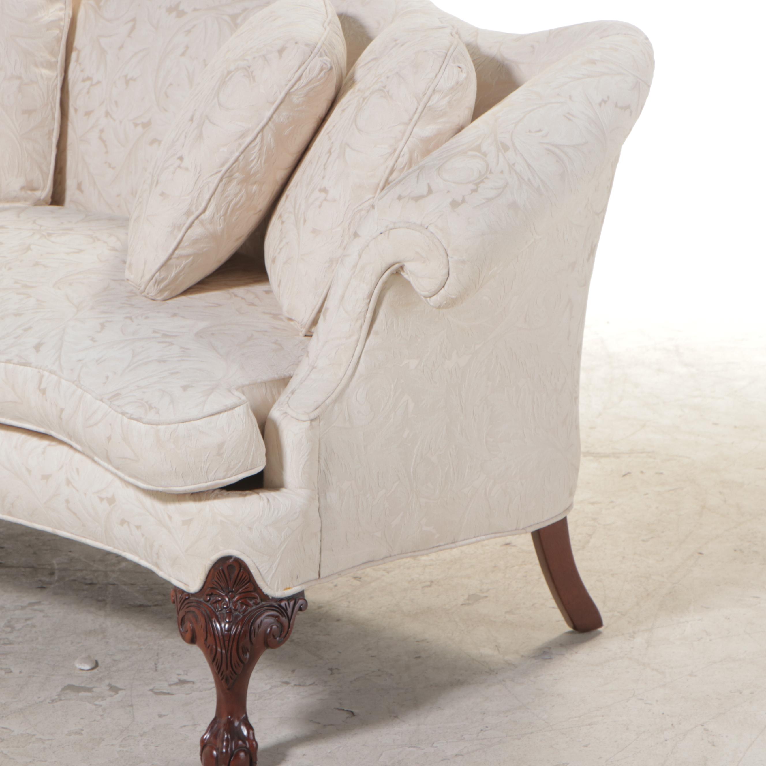 Key City Furniture Co. Chippendale Style Mahogany and Custom-Upholstered Sofa