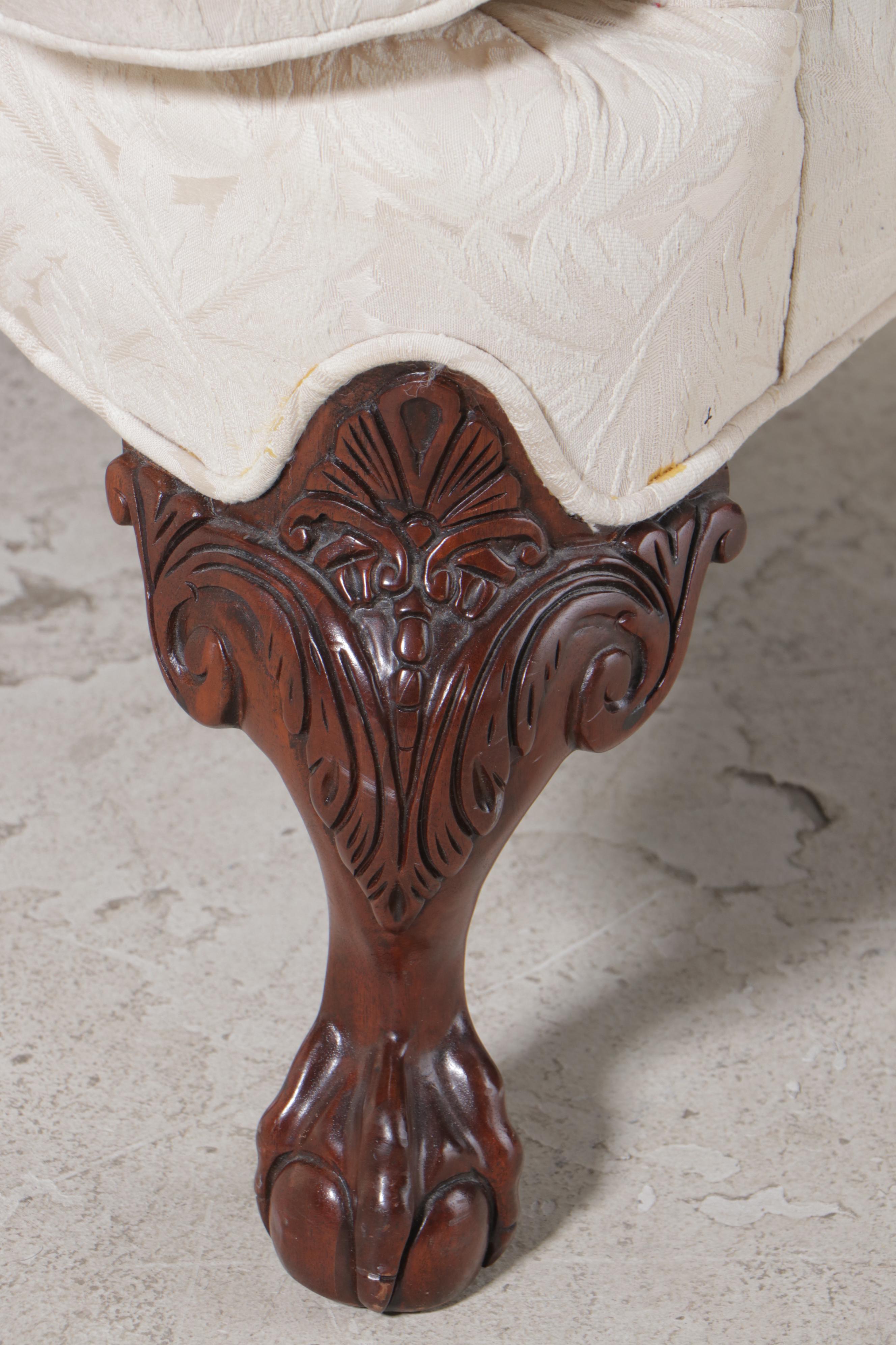 Key City Furniture Co. Chippendale Style Mahogany and Custom-Upholstered Sofa