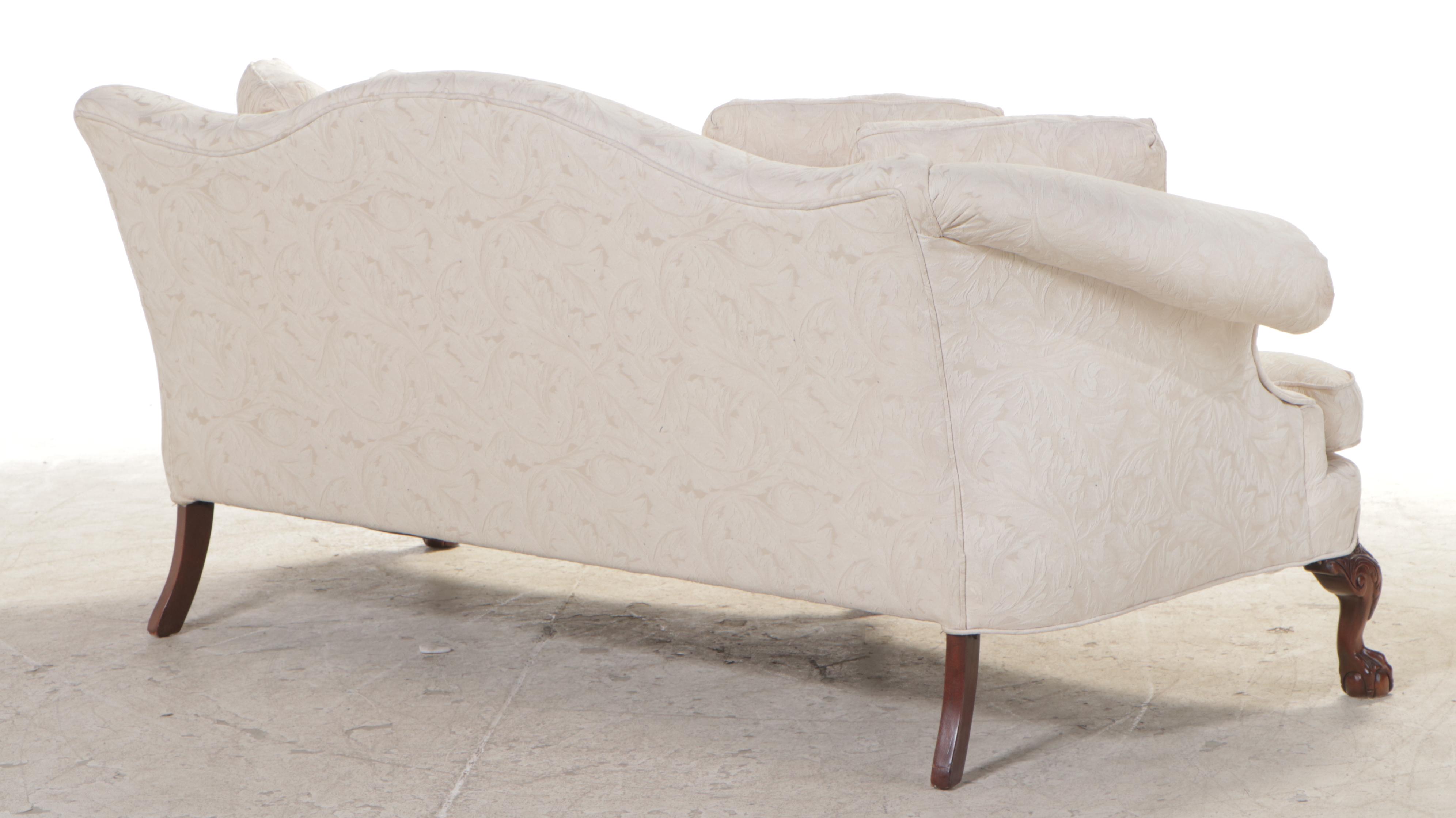 Key City Furniture Co. Chippendale Style Mahogany and Custom-Upholstered Sofa