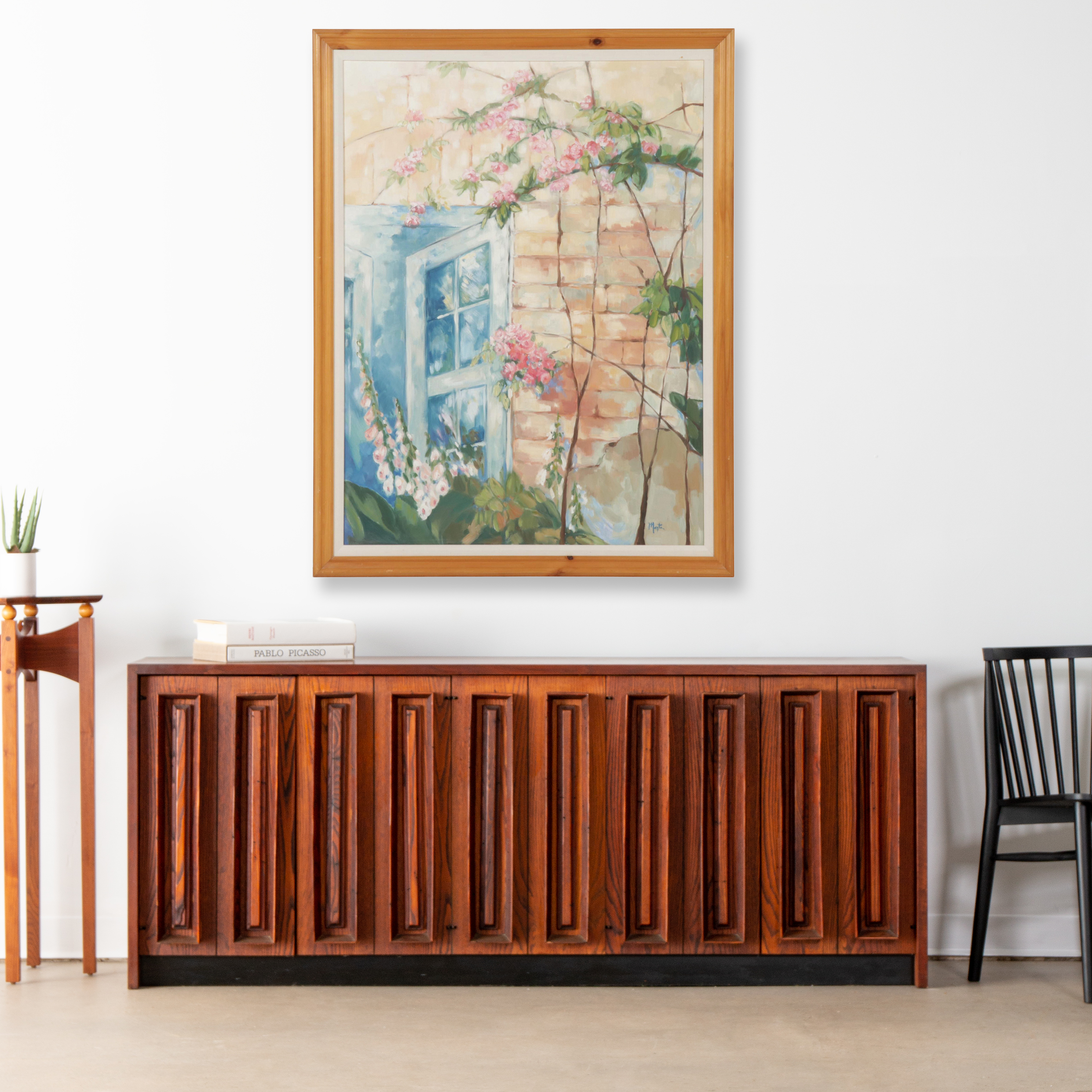 Oil Painting "Open Window," Late 20th Century