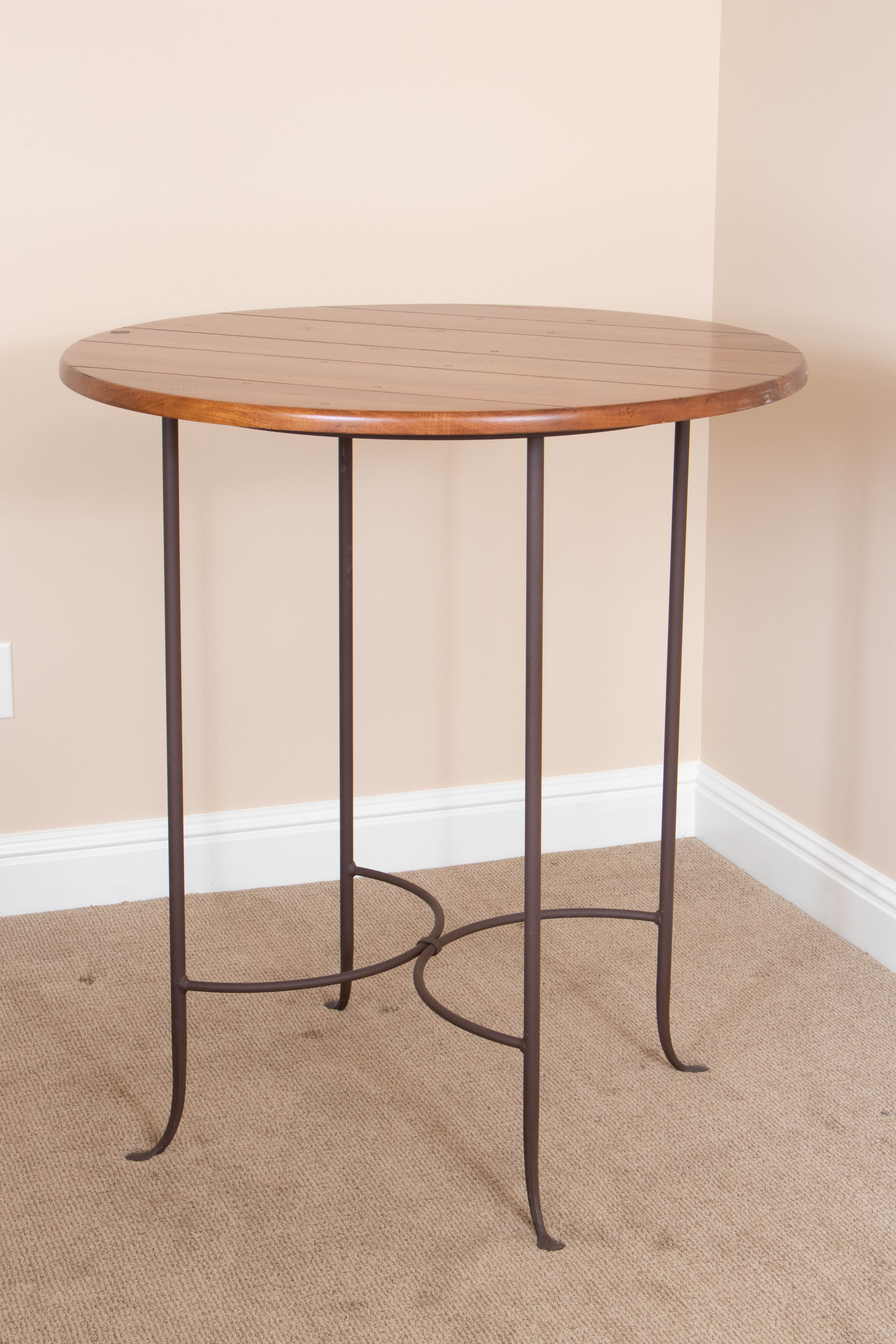 Charleston Forge Iron and Wood High-Top Table with Swivel Stools