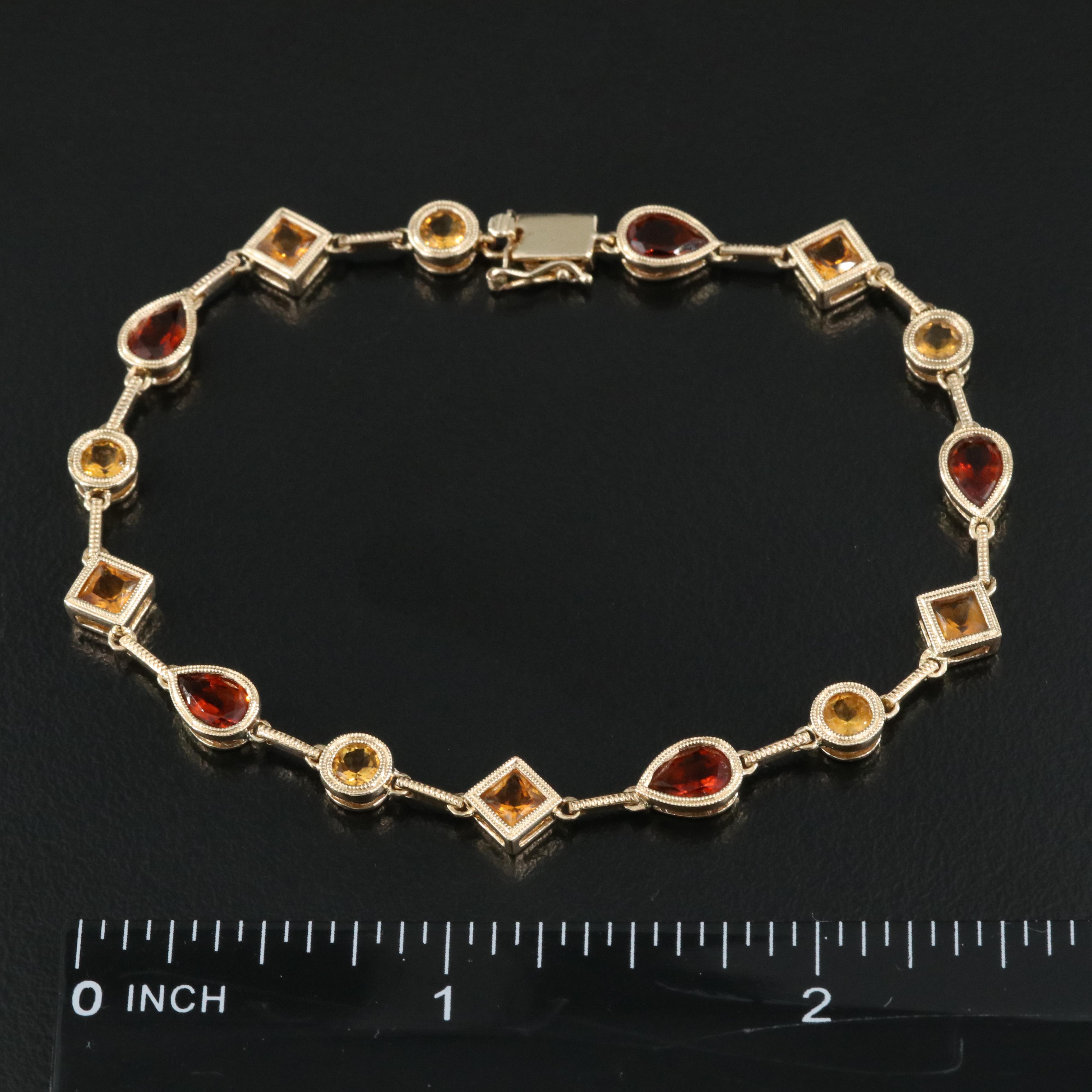 14K Bezel Set Citrine Bracelet with Milgrain Detail