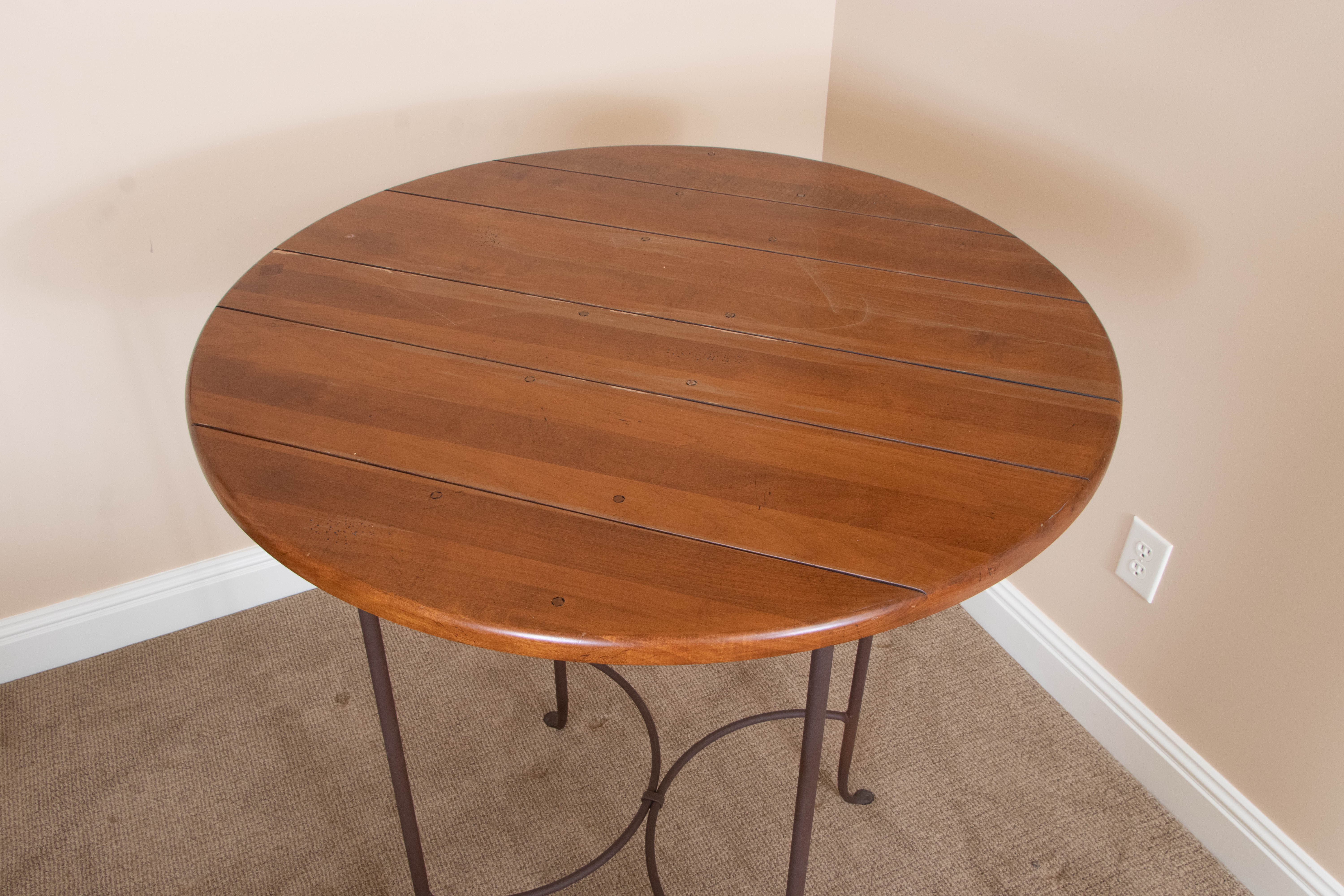 Charleston Forge Iron and Wood High-Top Table with Swivel Stools