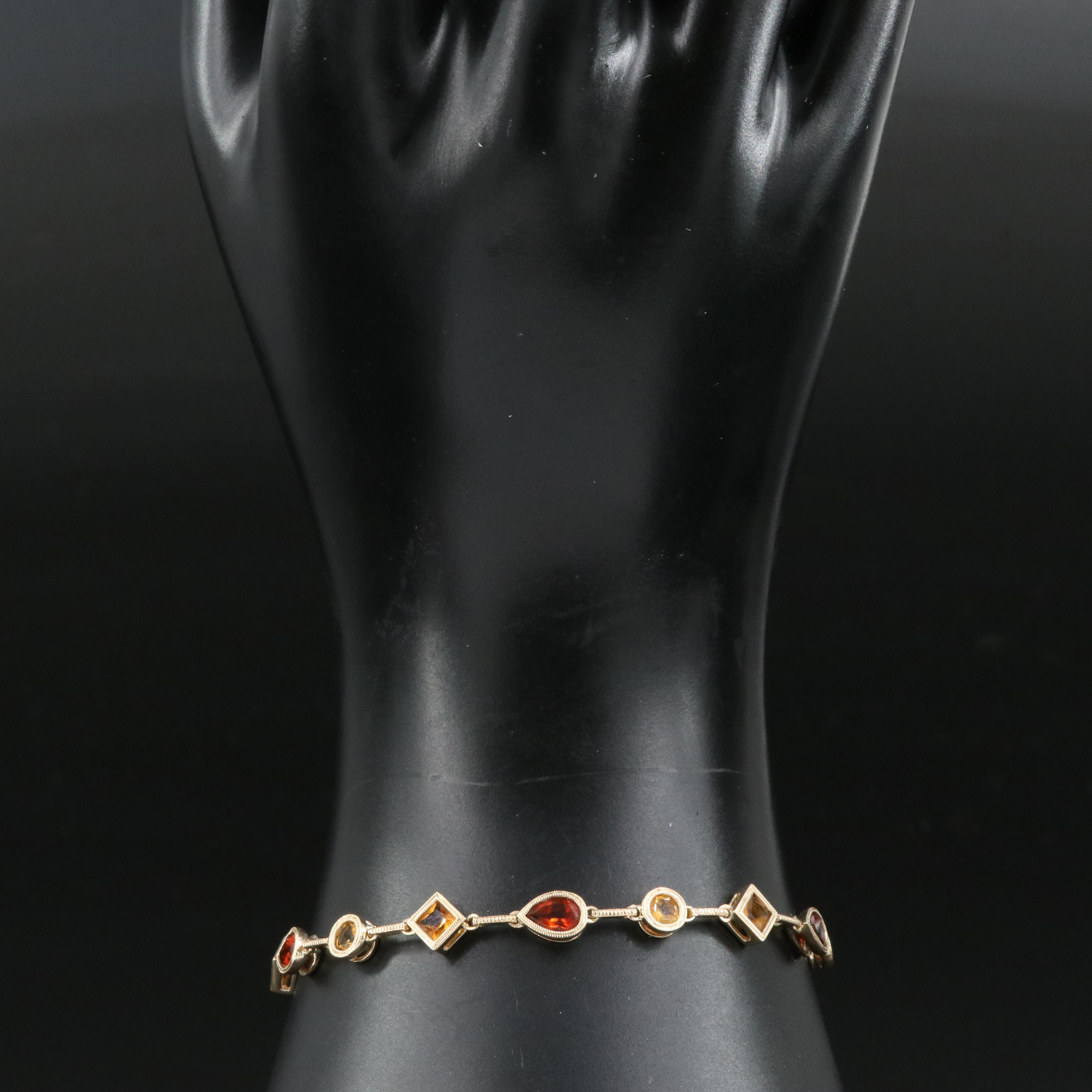 14K Bezel Set Citrine Bracelet with Milgrain Detail