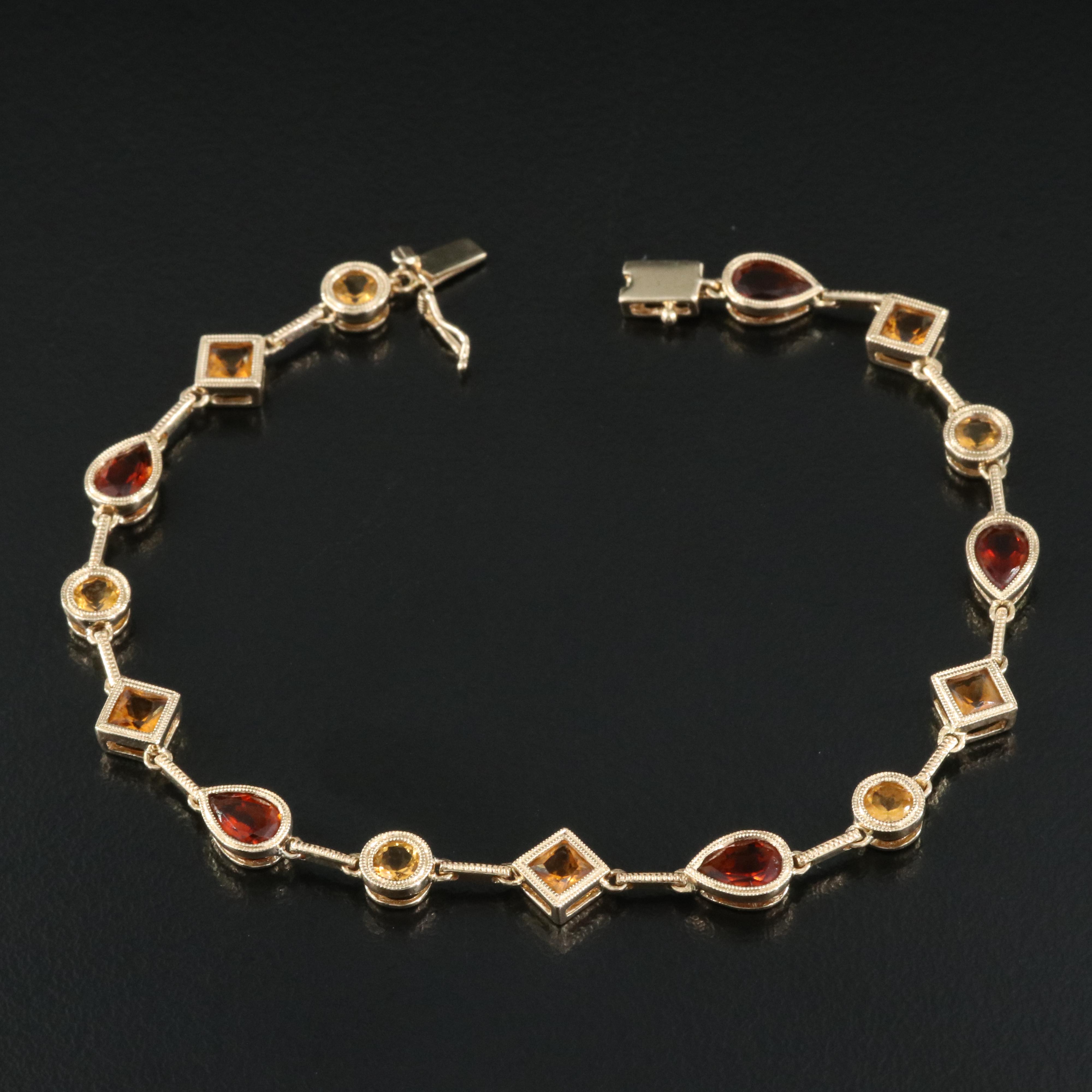 14K Bezel Set Citrine Bracelet with Milgrain Detail