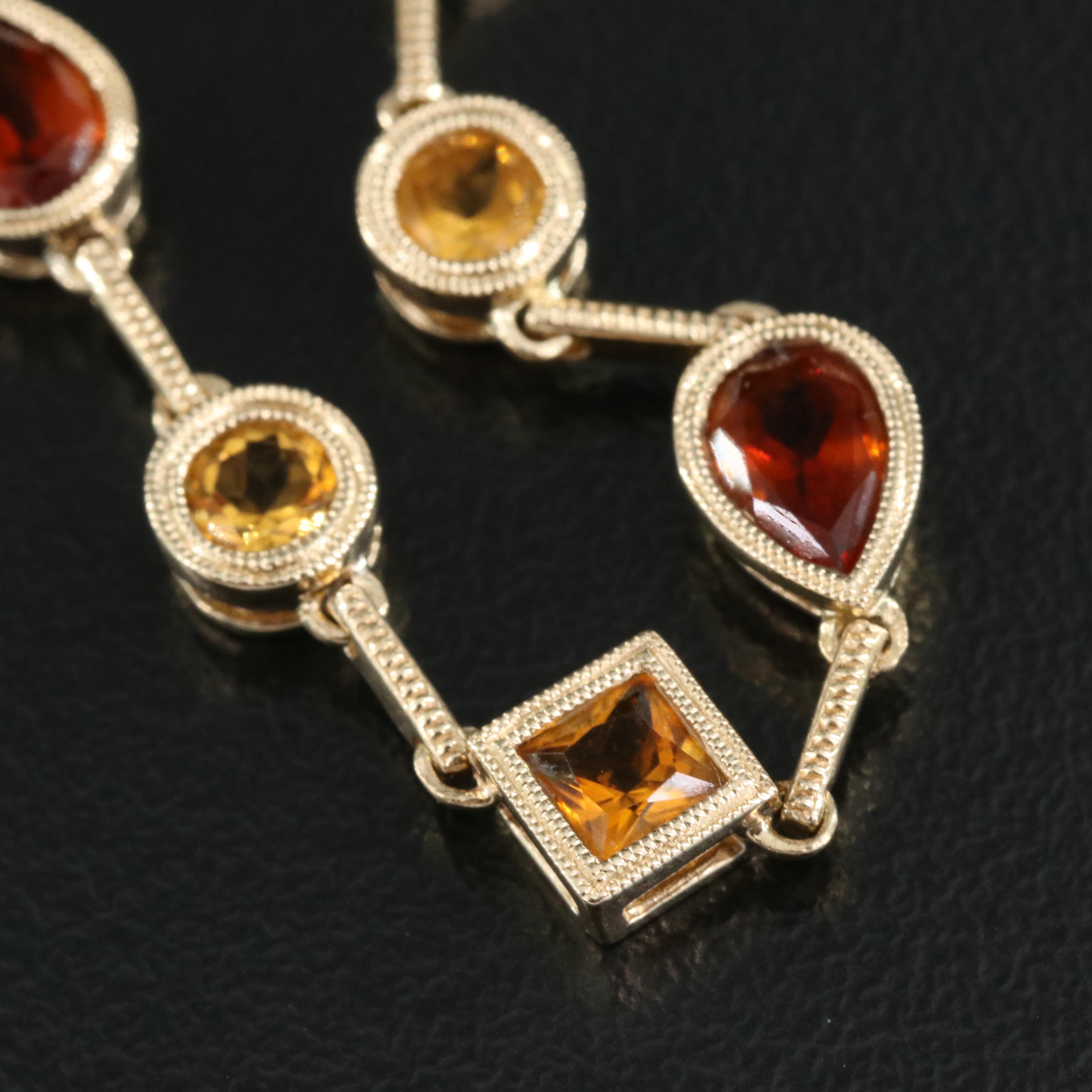 14K Bezel Set Citrine Bracelet with Milgrain Detail