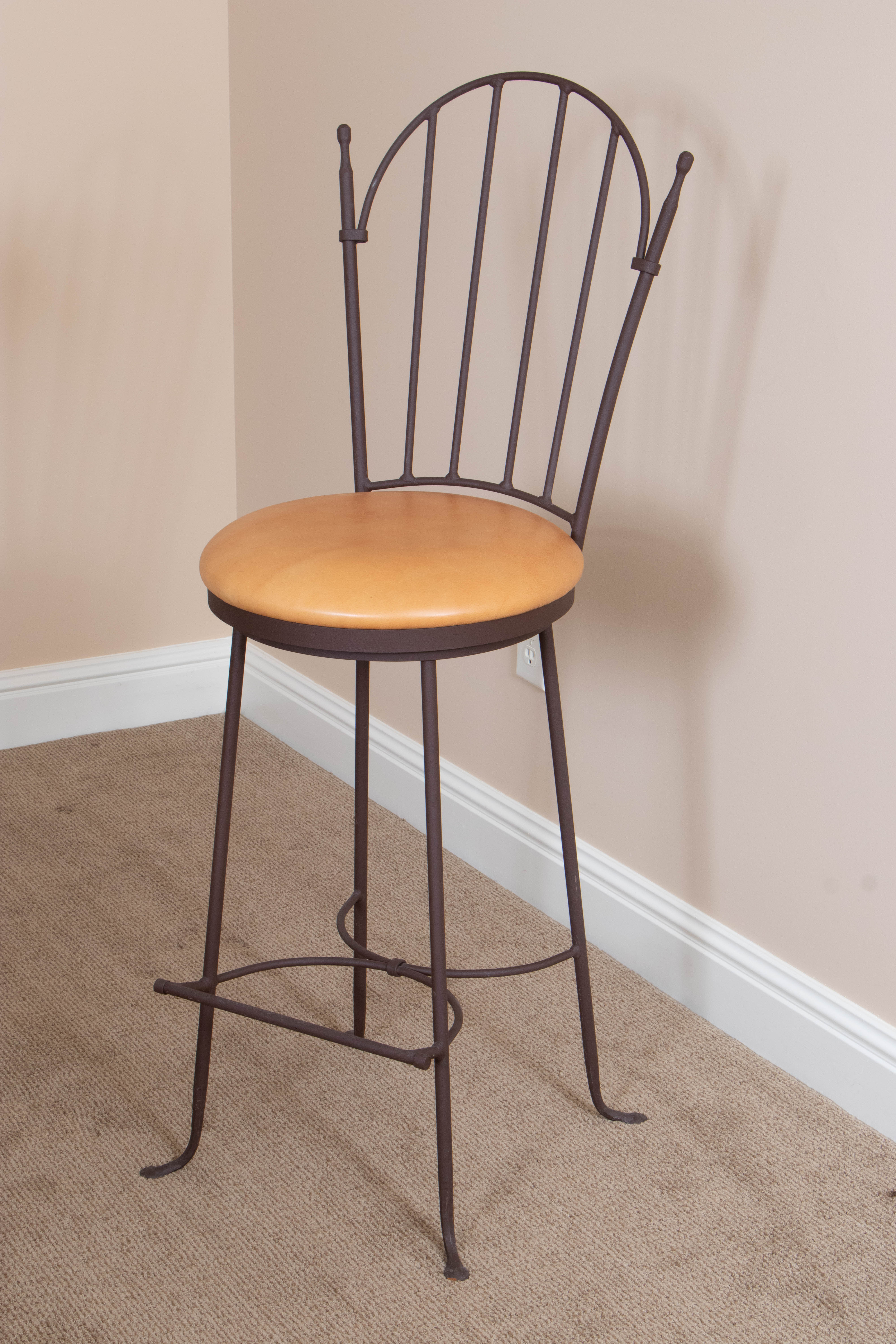 Charleston Forge Iron and Wood High-Top Table with Swivel Stools