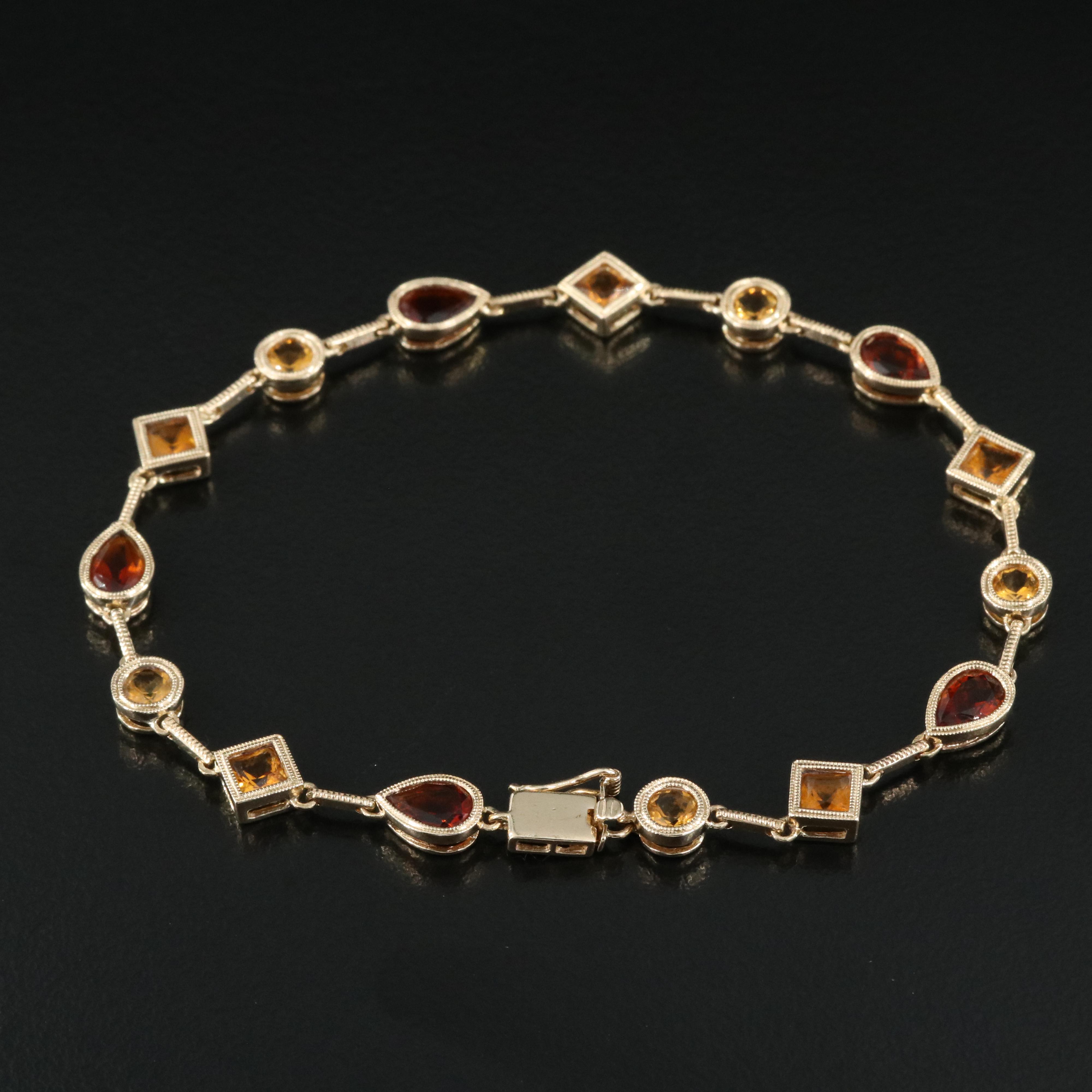 14K Bezel Set Citrine Bracelet with Milgrain Detail