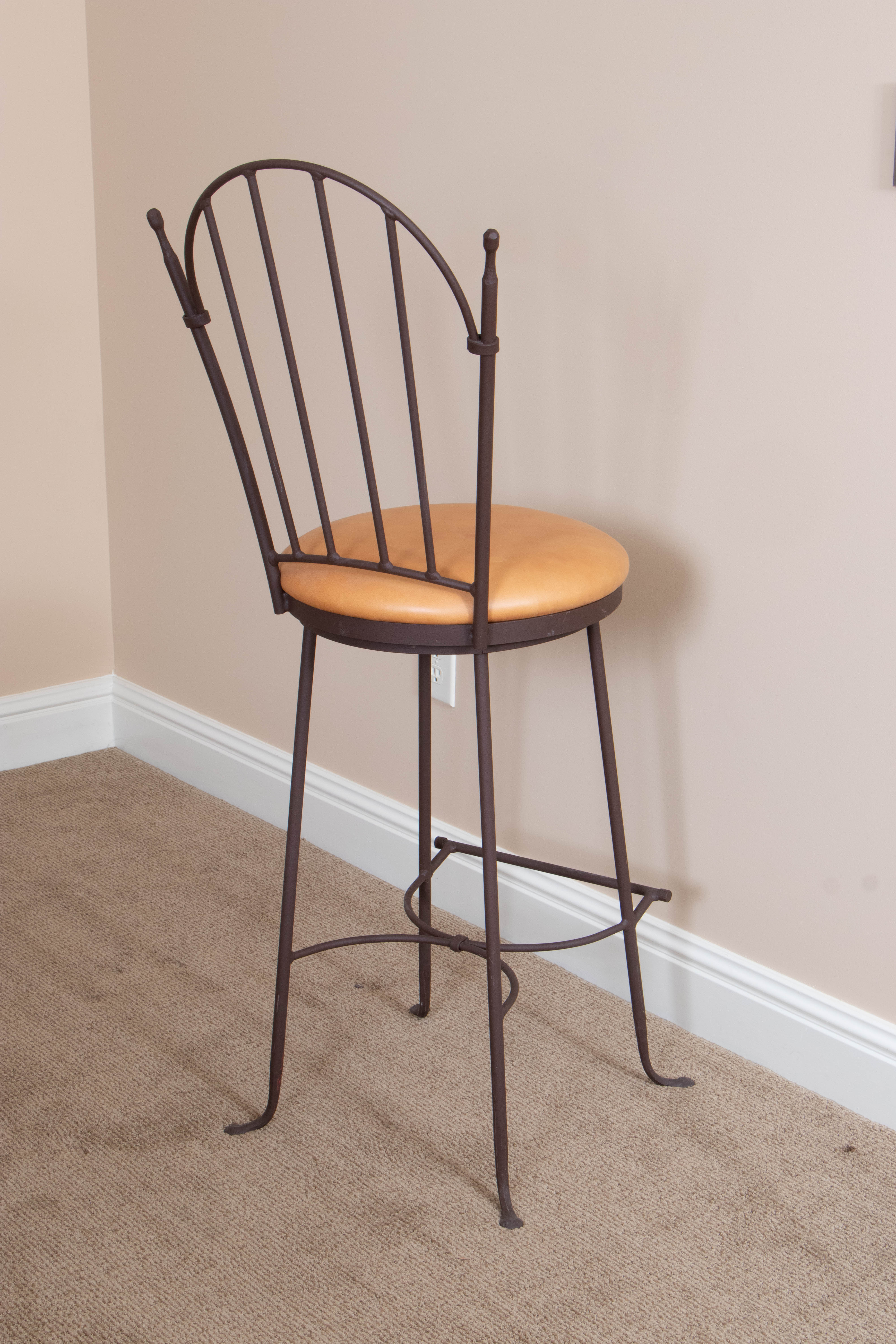 Charleston Forge Iron and Wood High-Top Table with Swivel Stools