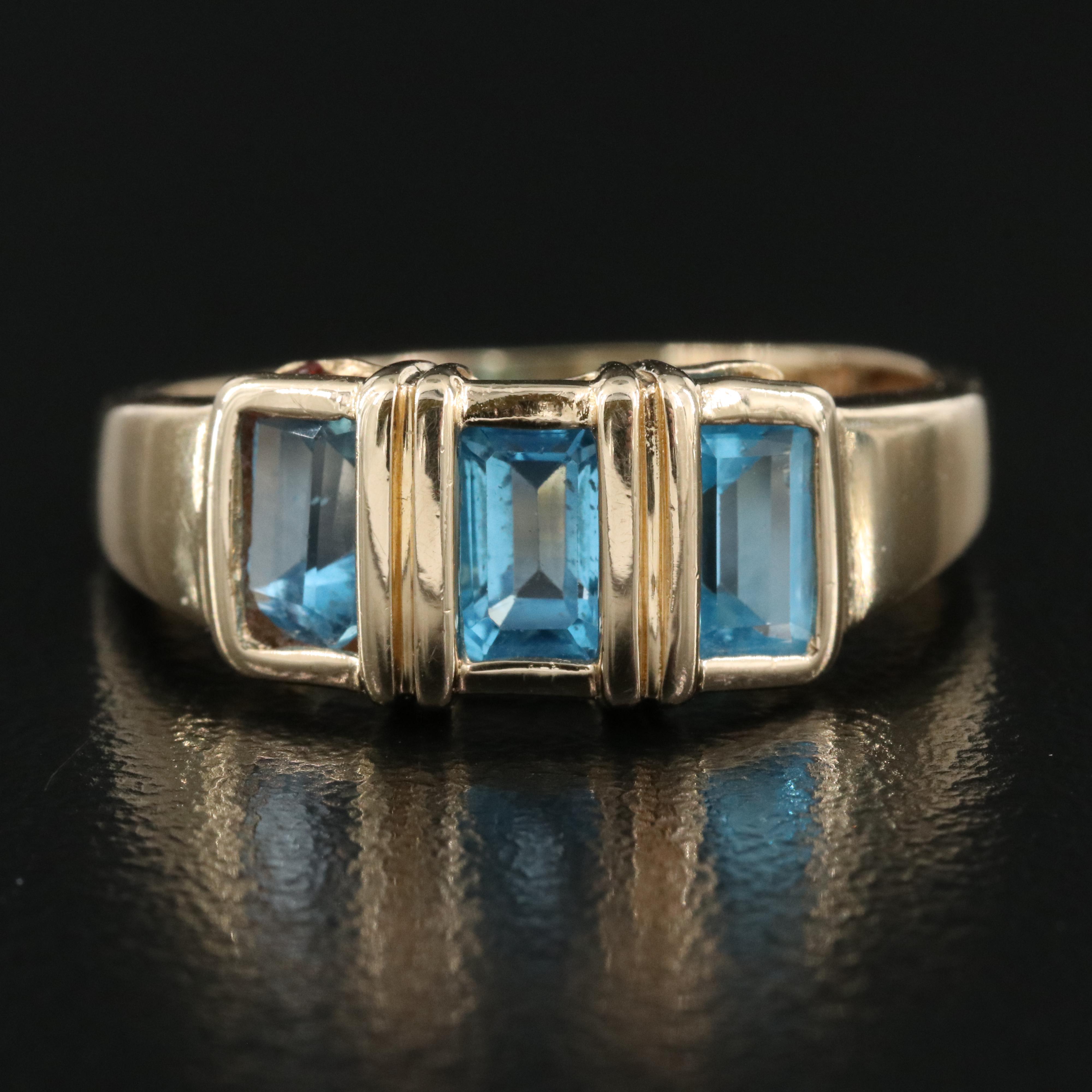 14K Swiss Blue Topaz Ring