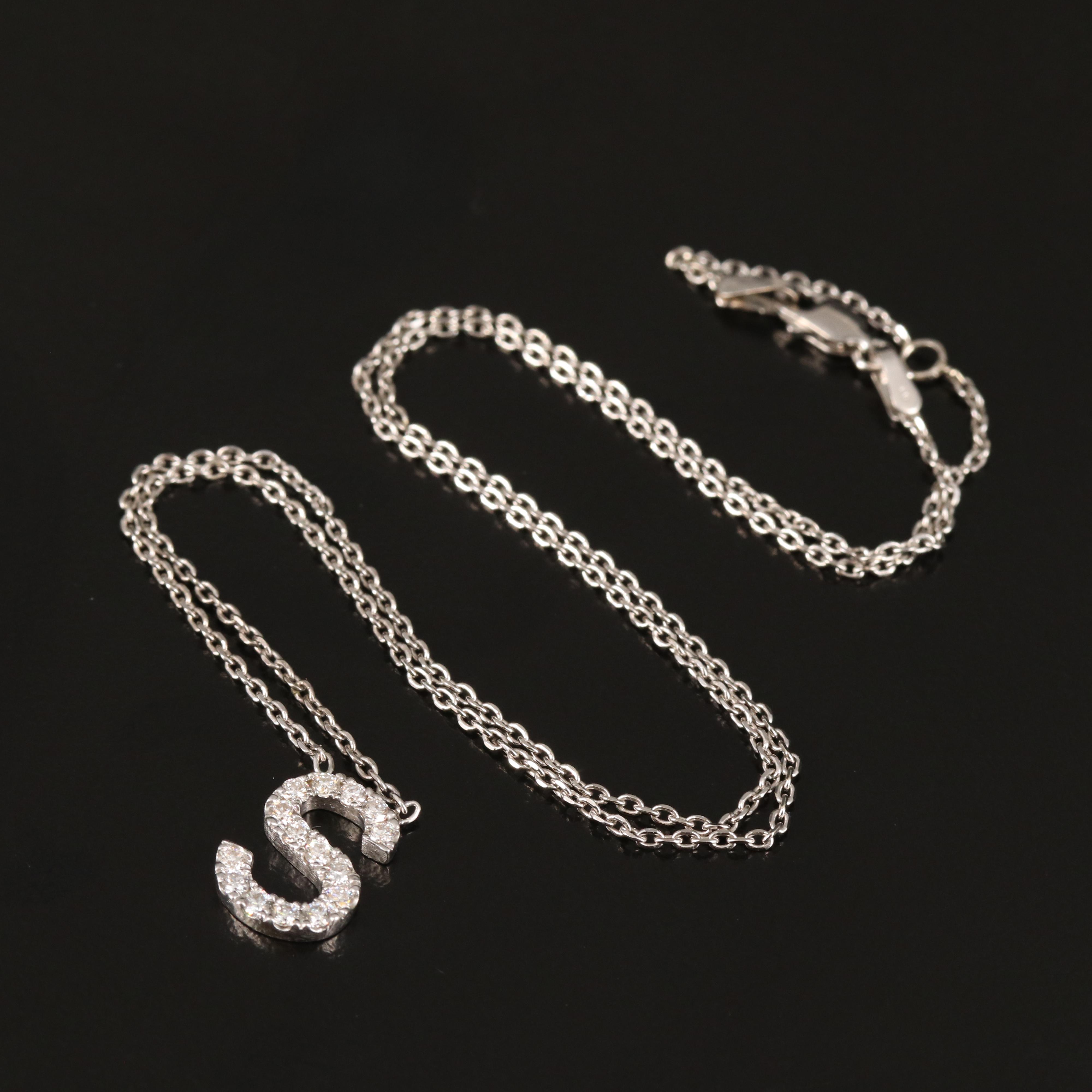18K and 14K 0.39 CTW Diamond "S" Necklace