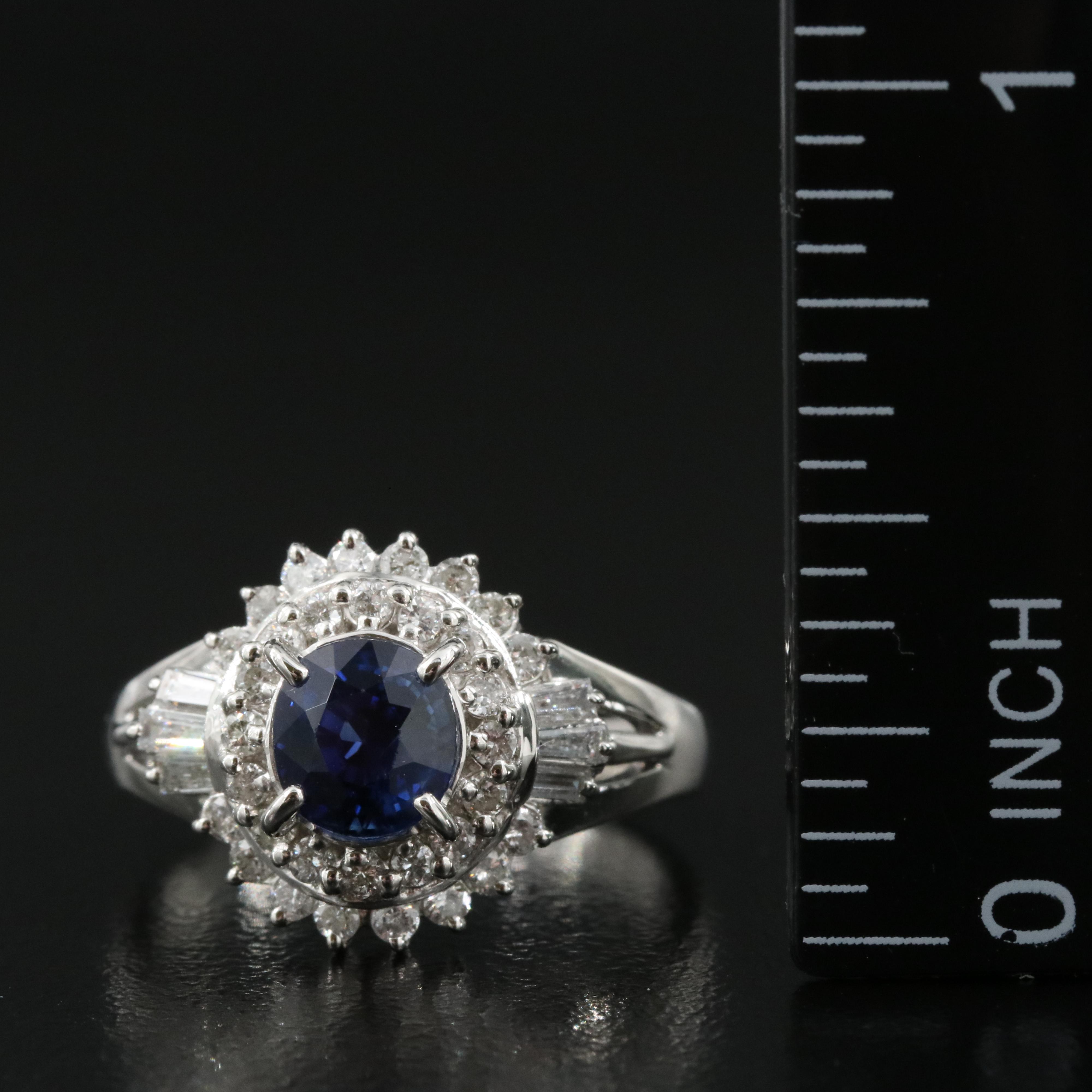Platinum 1.25 CT Sapphire and Diamond Ring