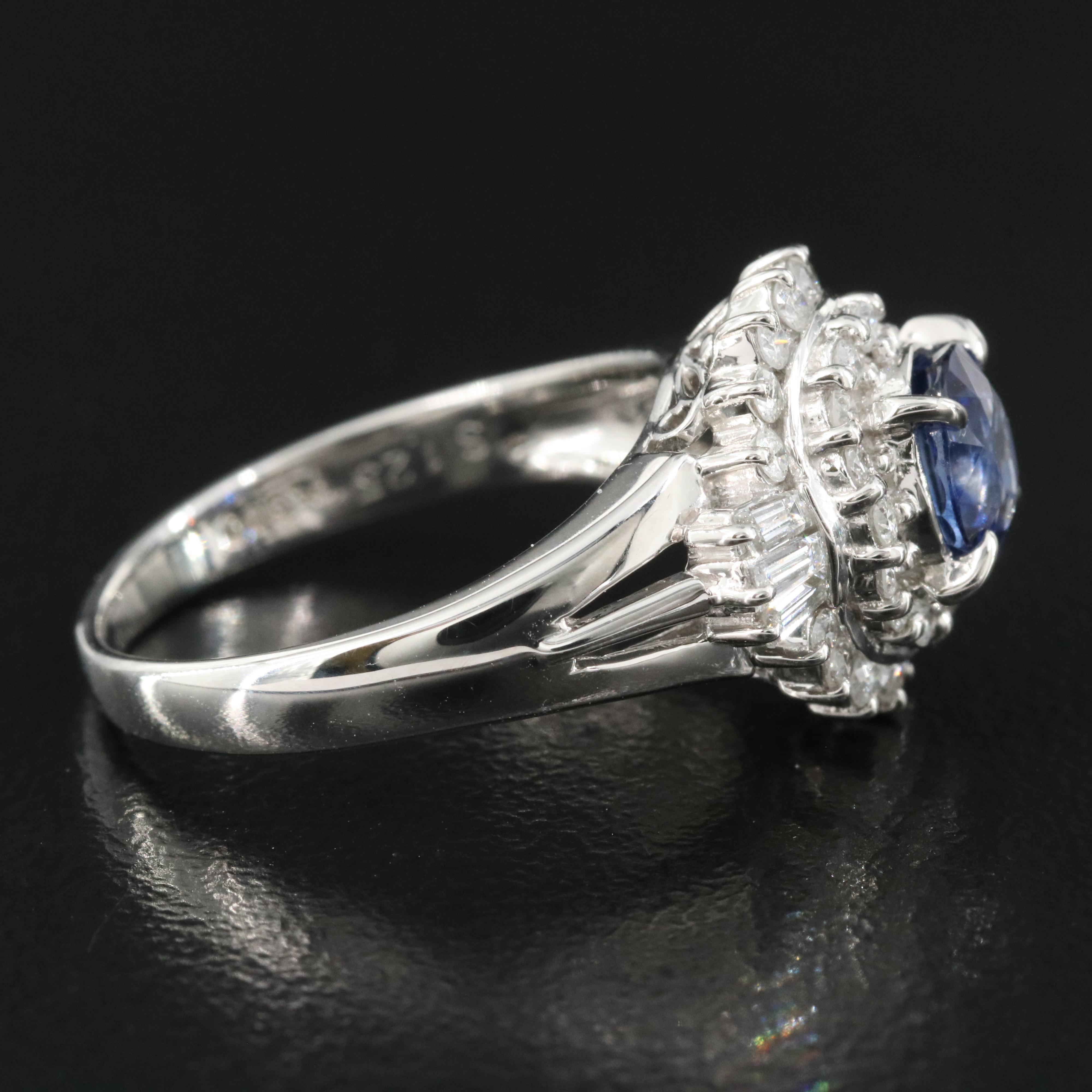Platinum 1.25 CT Sapphire and Diamond Ring