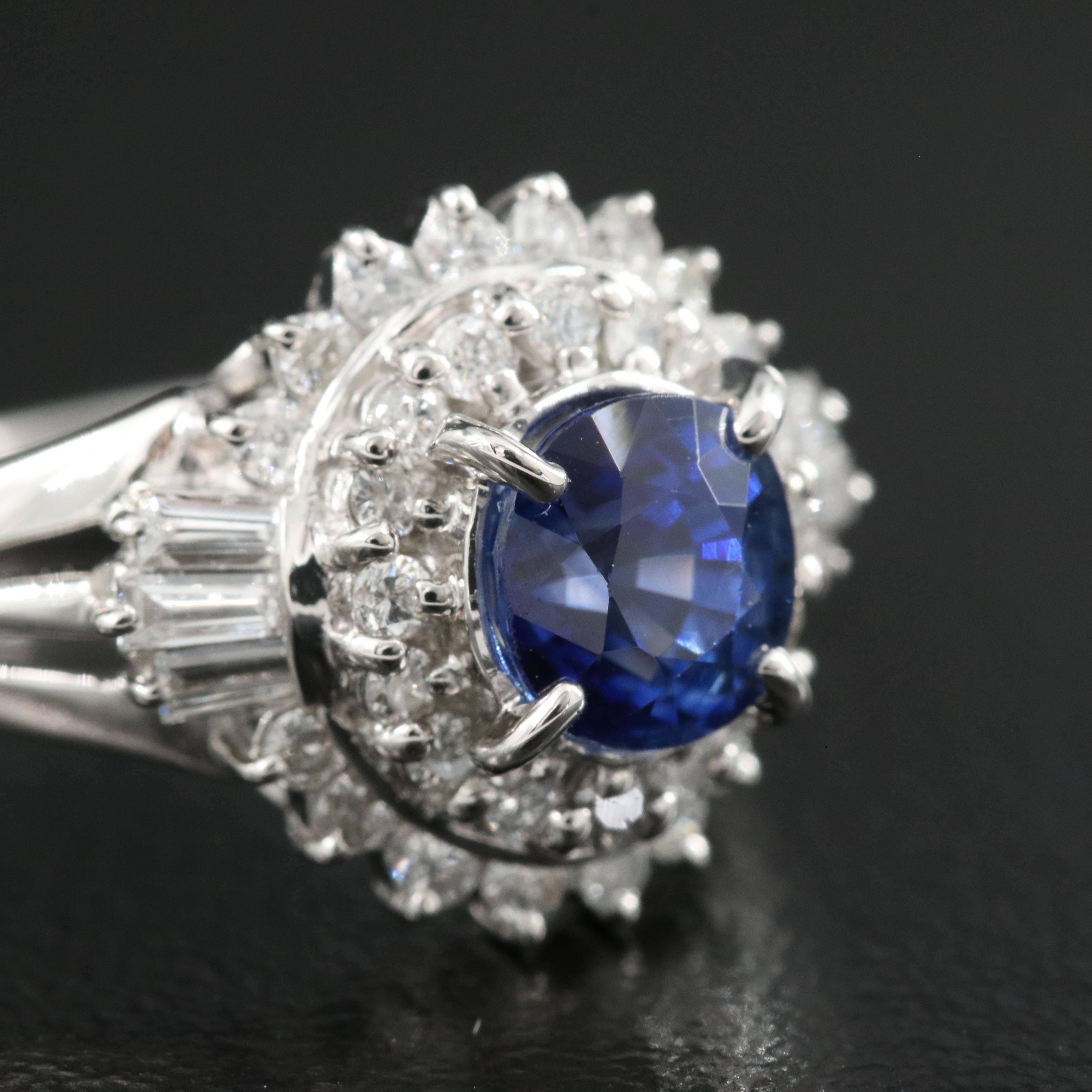 Platinum 1.25 CT Sapphire and Diamond Ring