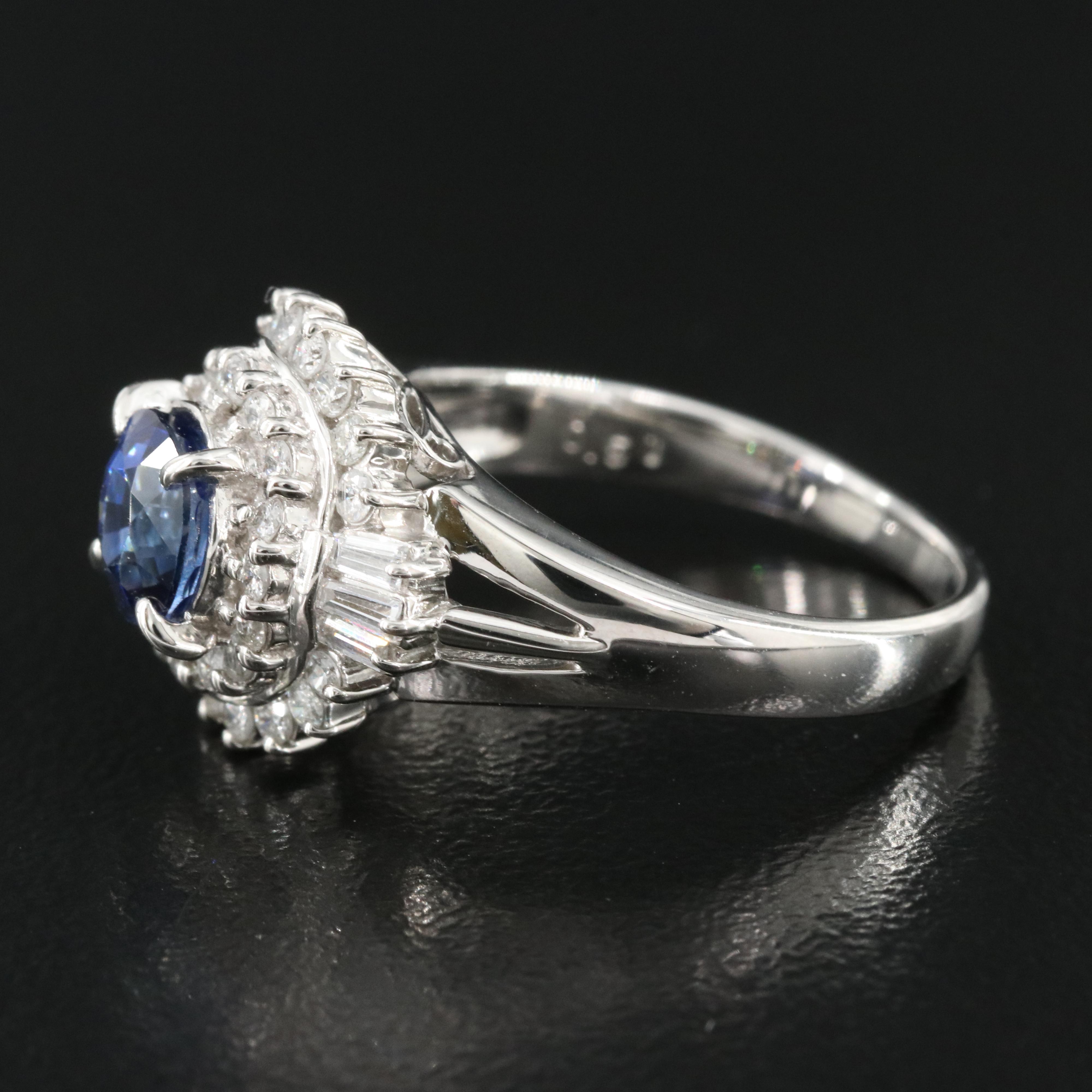 Platinum 1.25 CT Sapphire and Diamond Ring
