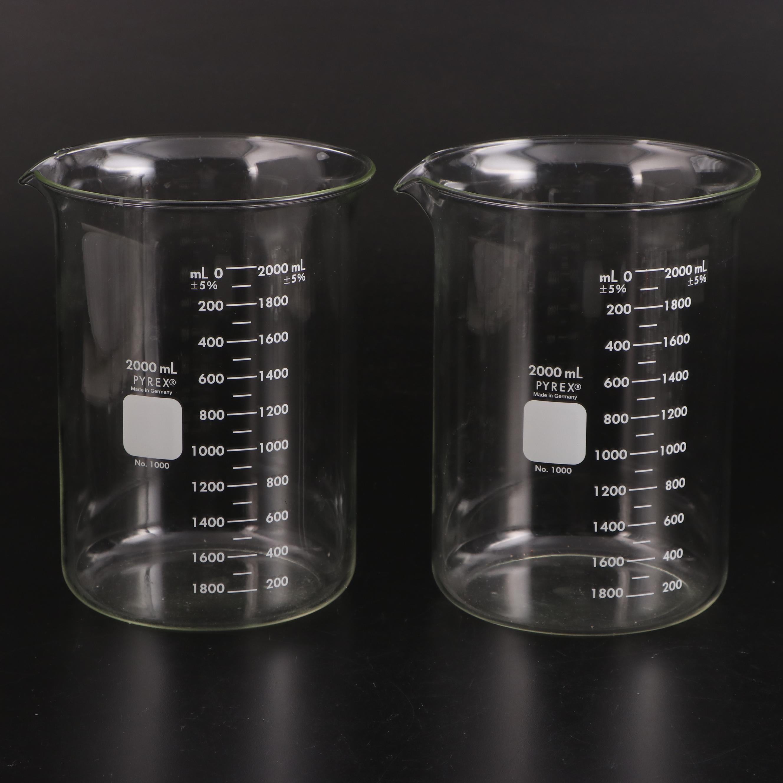 Pyrex Laboratory Glass No. 1000 and No. 1003 Beakers with Funnels