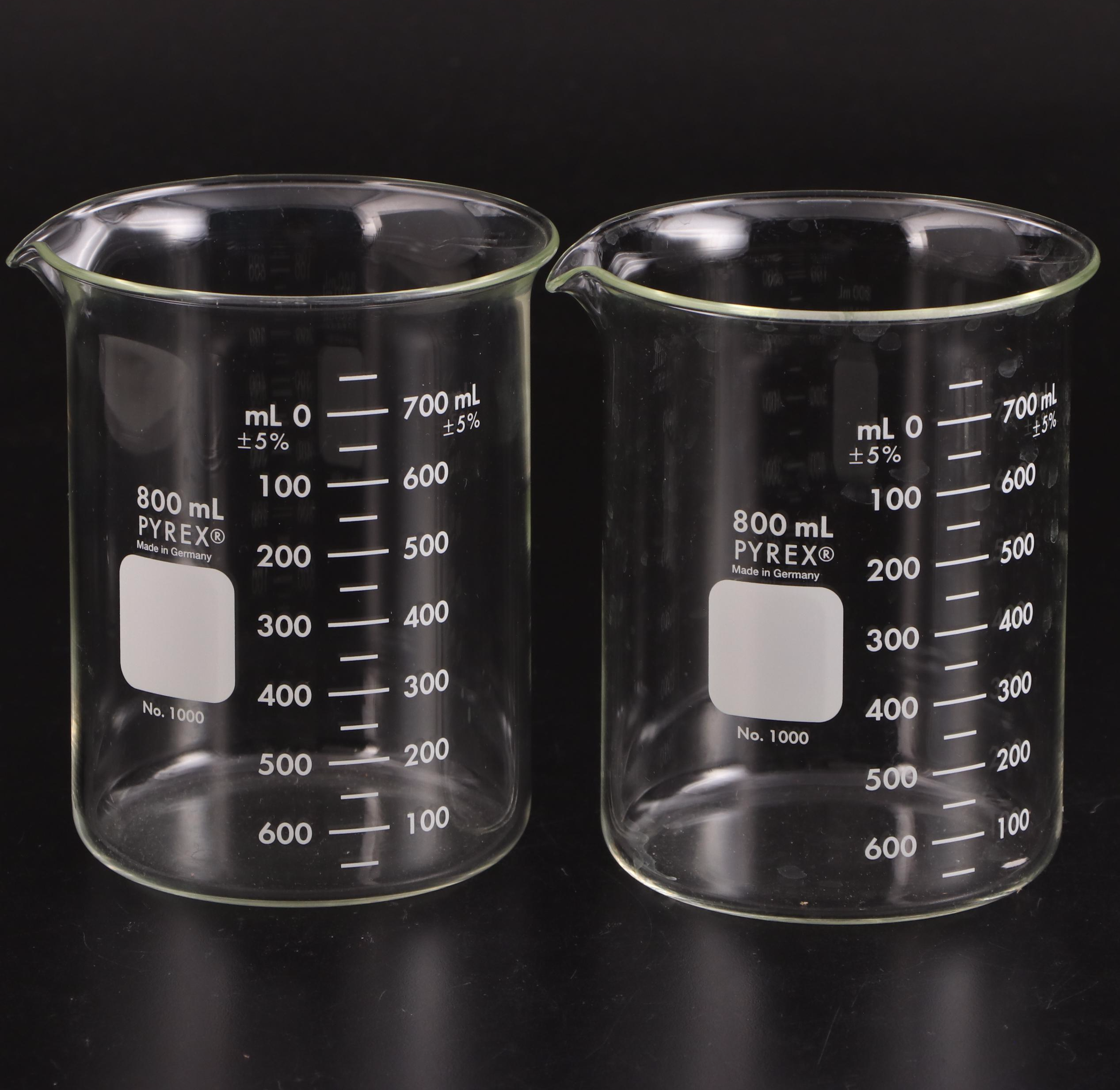 Pyrex Laboratory Glass No. 1000 and No. 1003 Beakers with Funnels