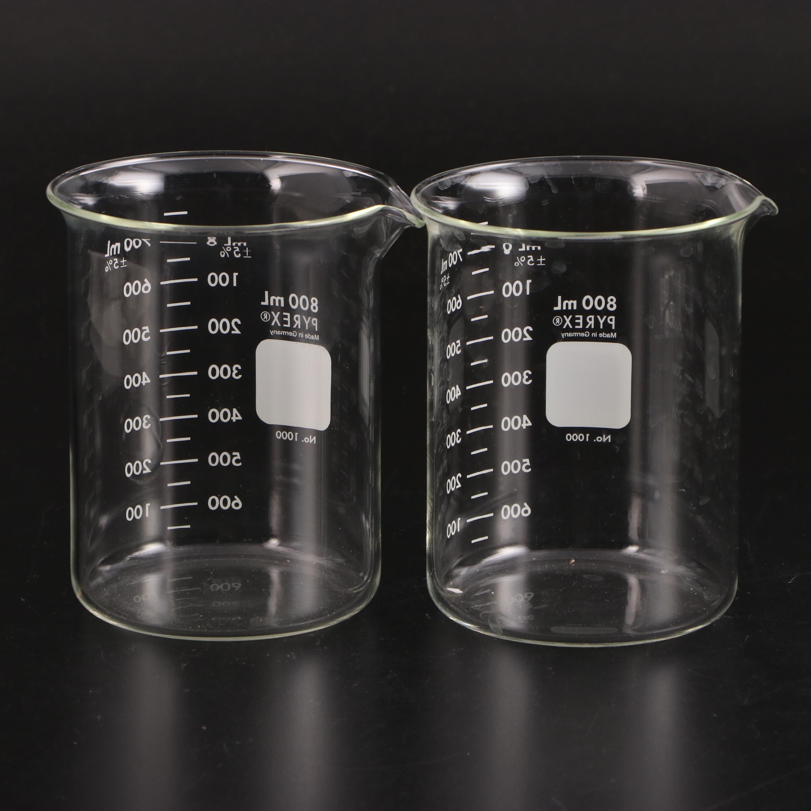 Pyrex Laboratory Glass No. 1000 and No. 1003 Beakers with Funnels