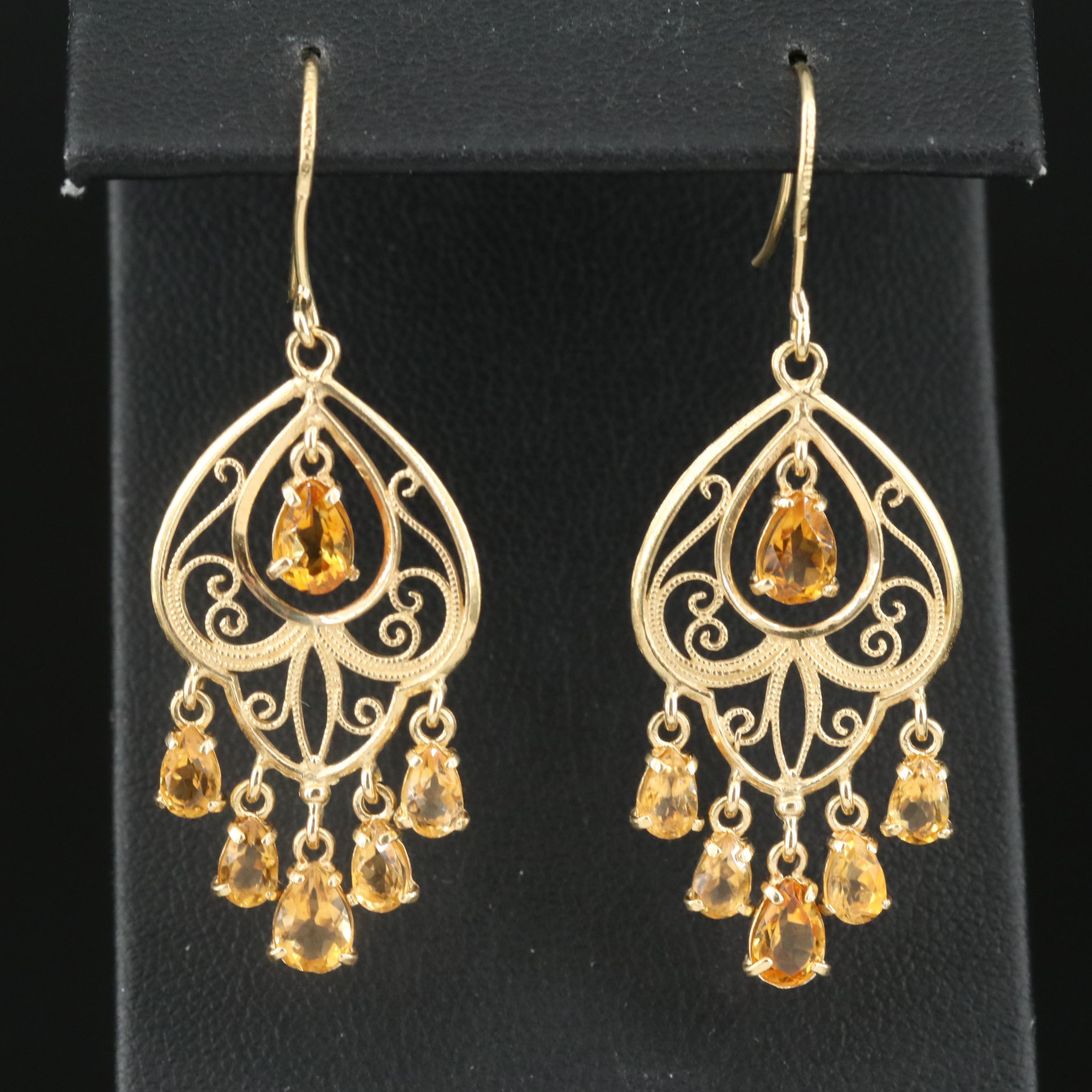 Italian 18K Citrine Fringe Earrings
