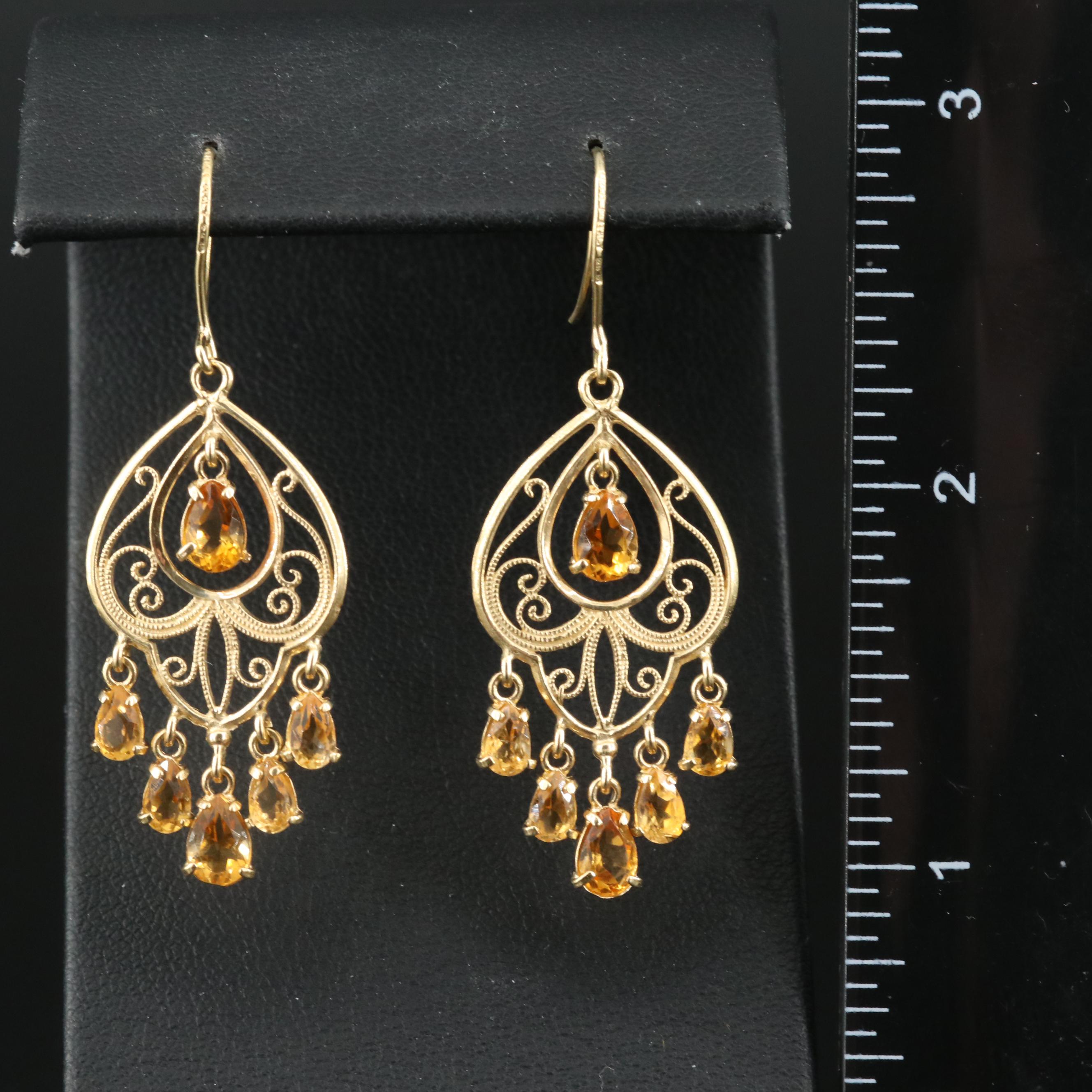 Italian 18K Citrine Fringe Earrings