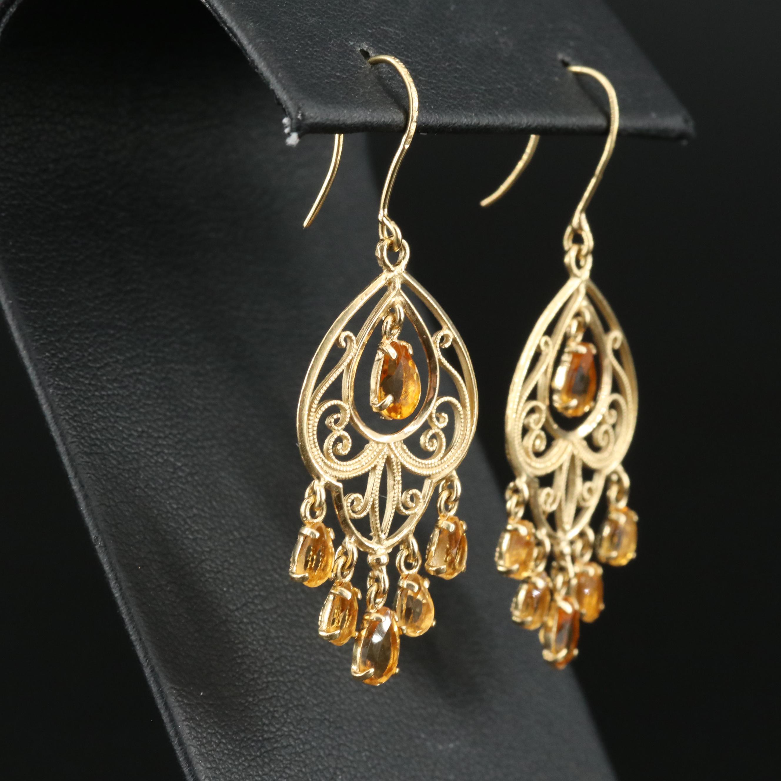 Italian 18K Citrine Fringe Earrings