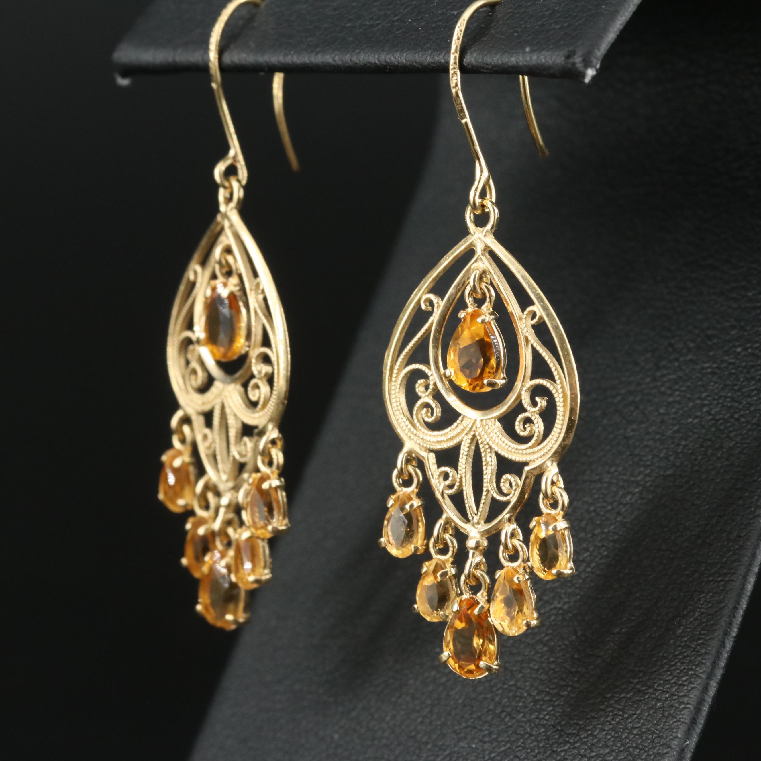 Italian 18K Citrine Fringe Earrings