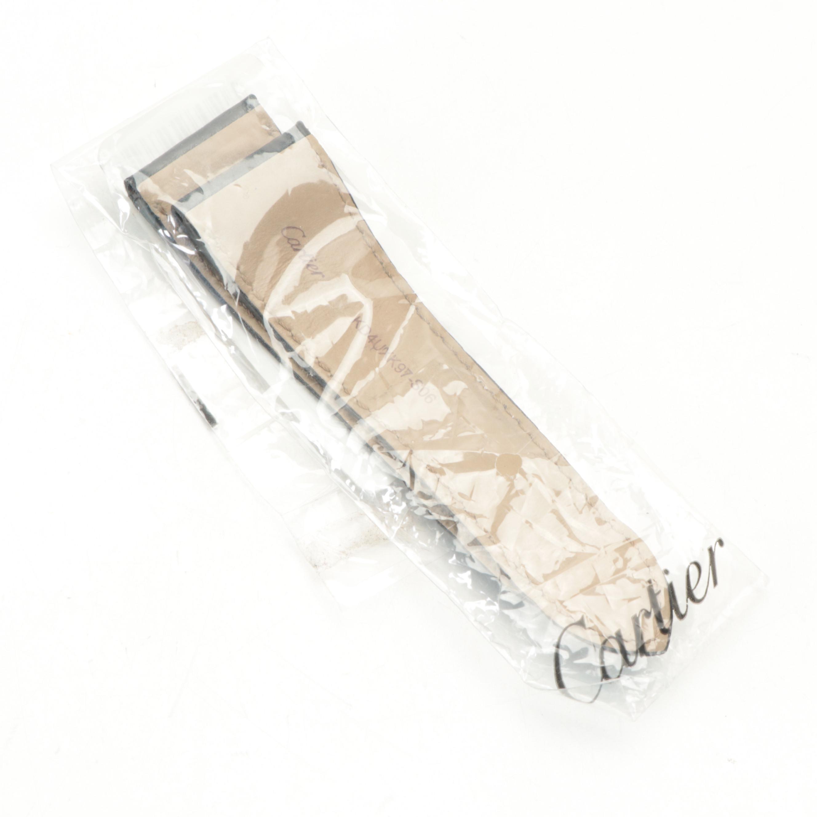 Cartier Alligator Leather Watch Straps with S. T. Dupont Gilt Metal Writing Set