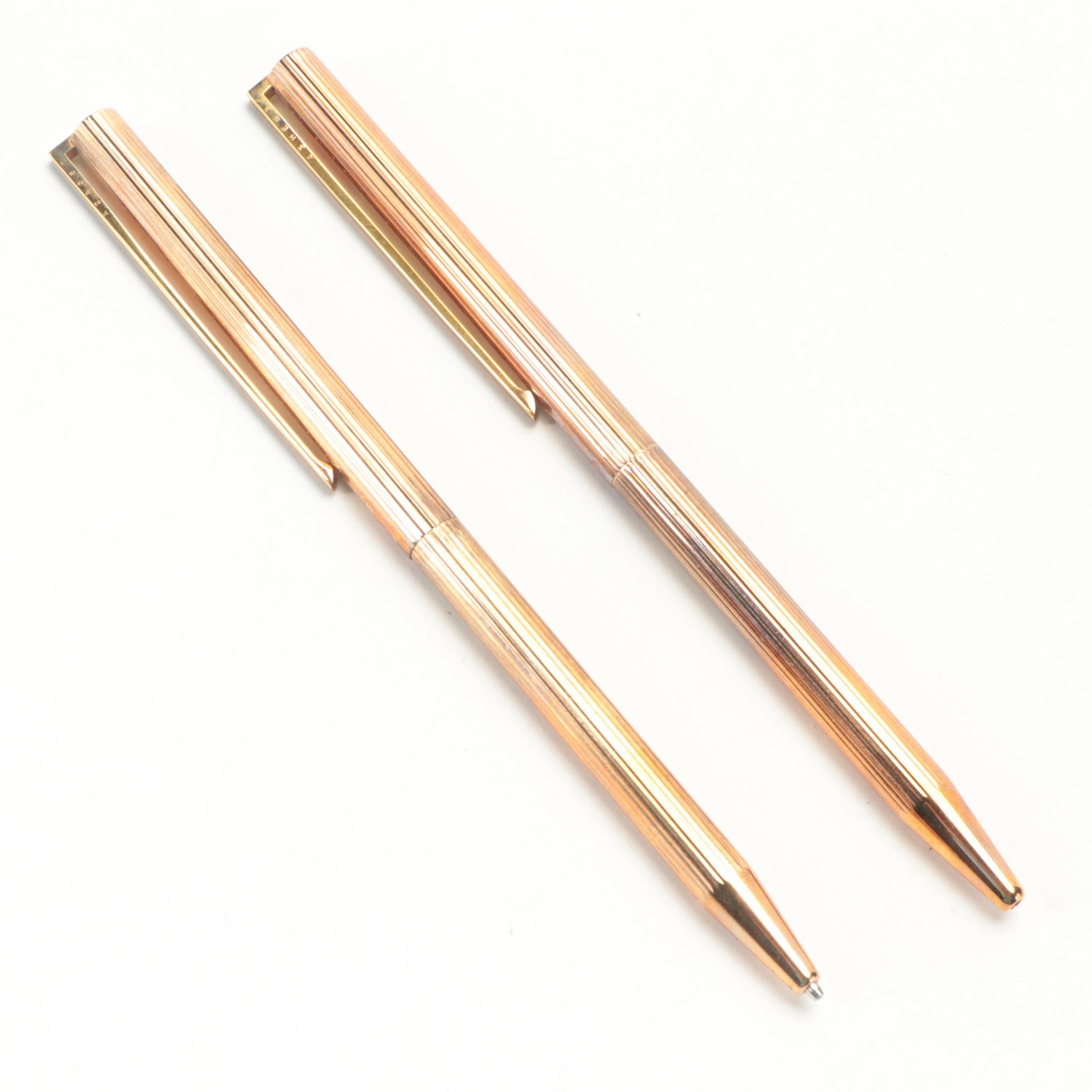 Cartier Alligator Leather Watch Straps with S. T. Dupont Gilt Metal Writing Set