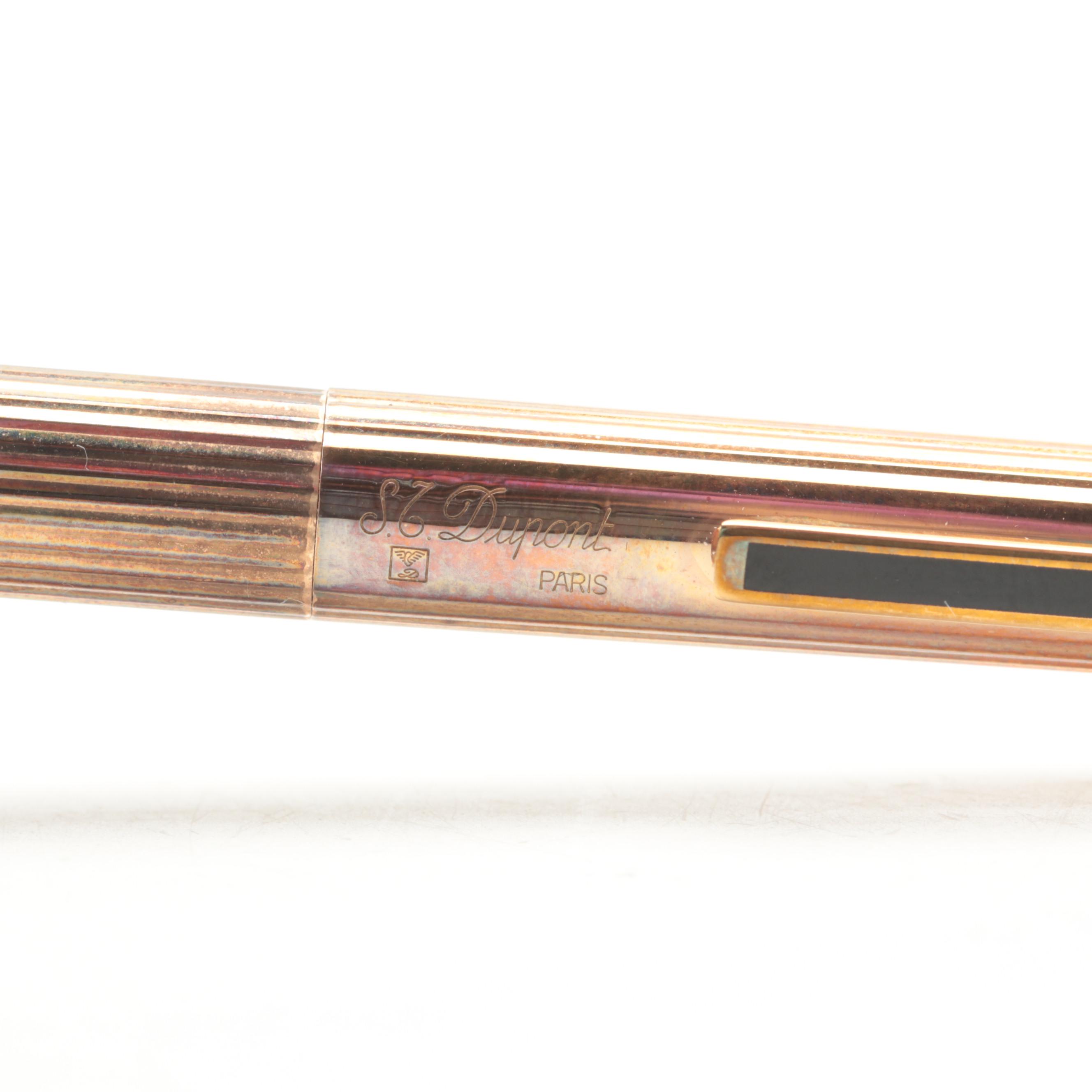 Cartier Alligator Leather Watch Straps with S. T. Dupont Gilt Metal Writing Set