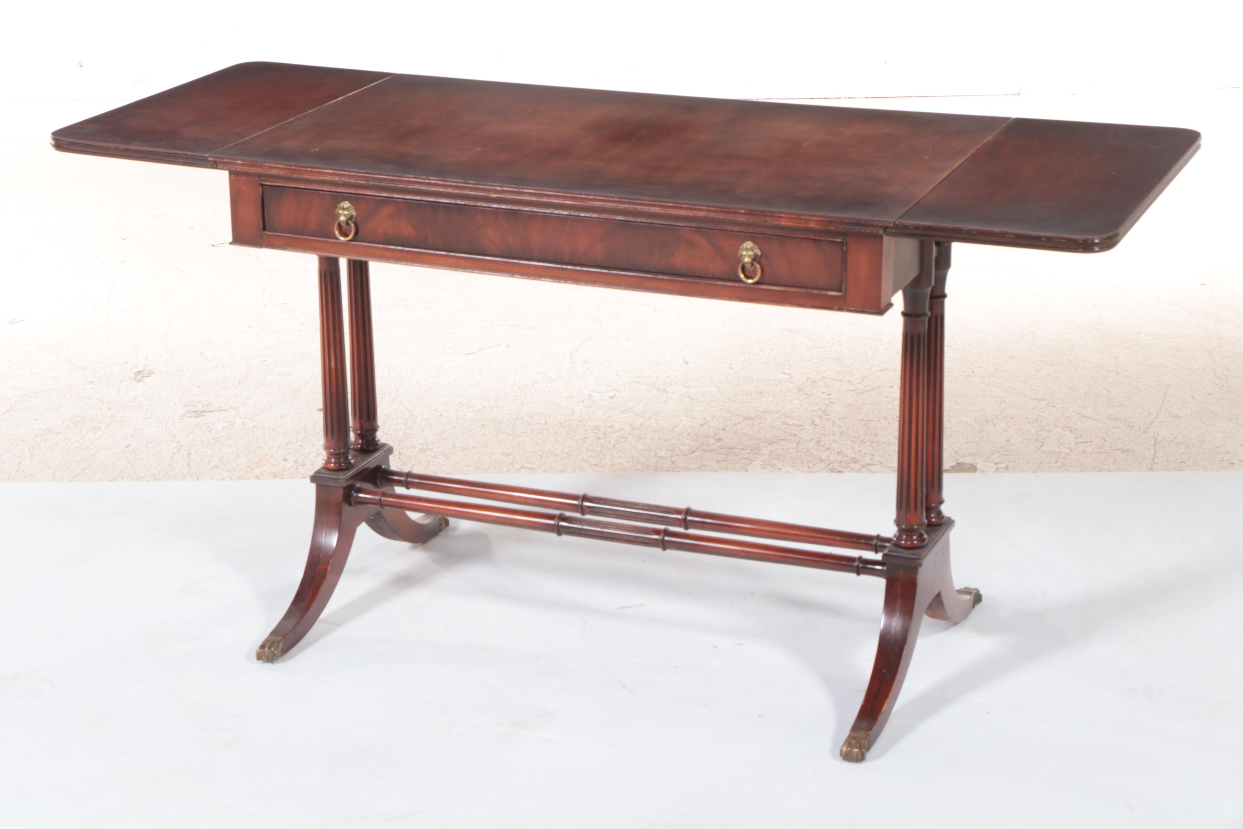 Imperial Furniture Co. Classical Style Mahogany Drop-Leaf Writing Table, c. 1940