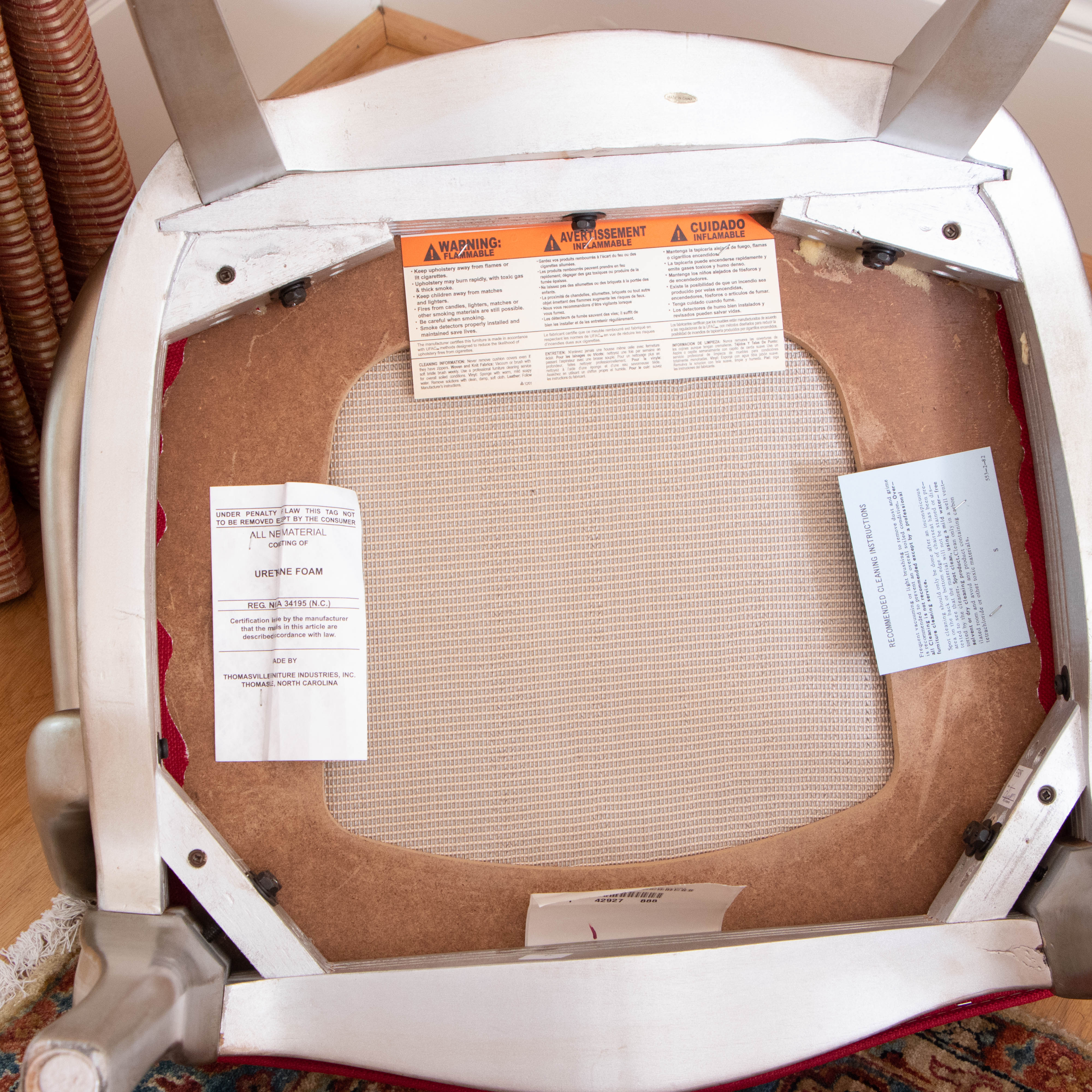 Thomasville "Bogart Luxe" Ash Burl Dining Table and Silver-Gilt Chairs