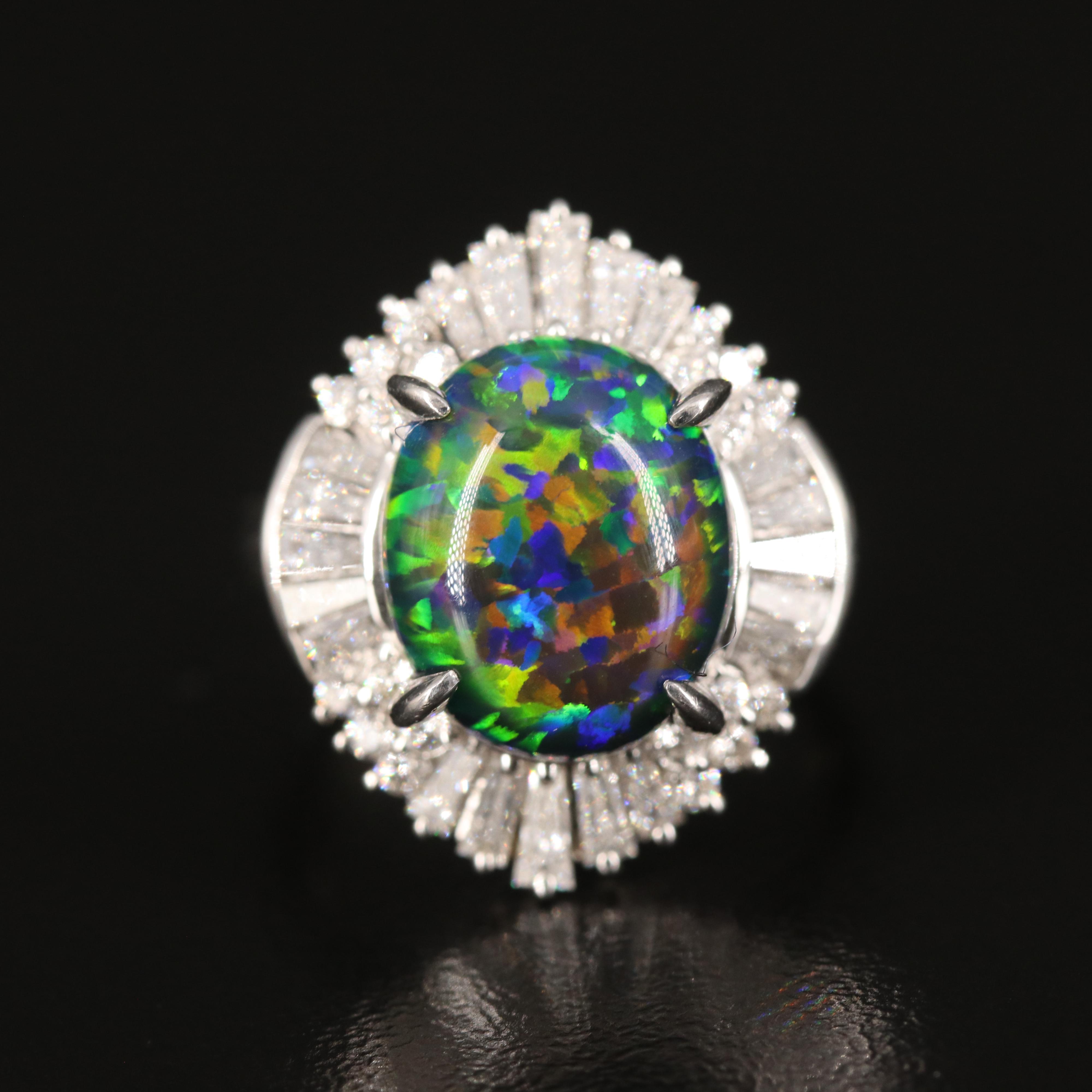 Platinum Opal and 1.02 CTW Diamond Ballerina Ring