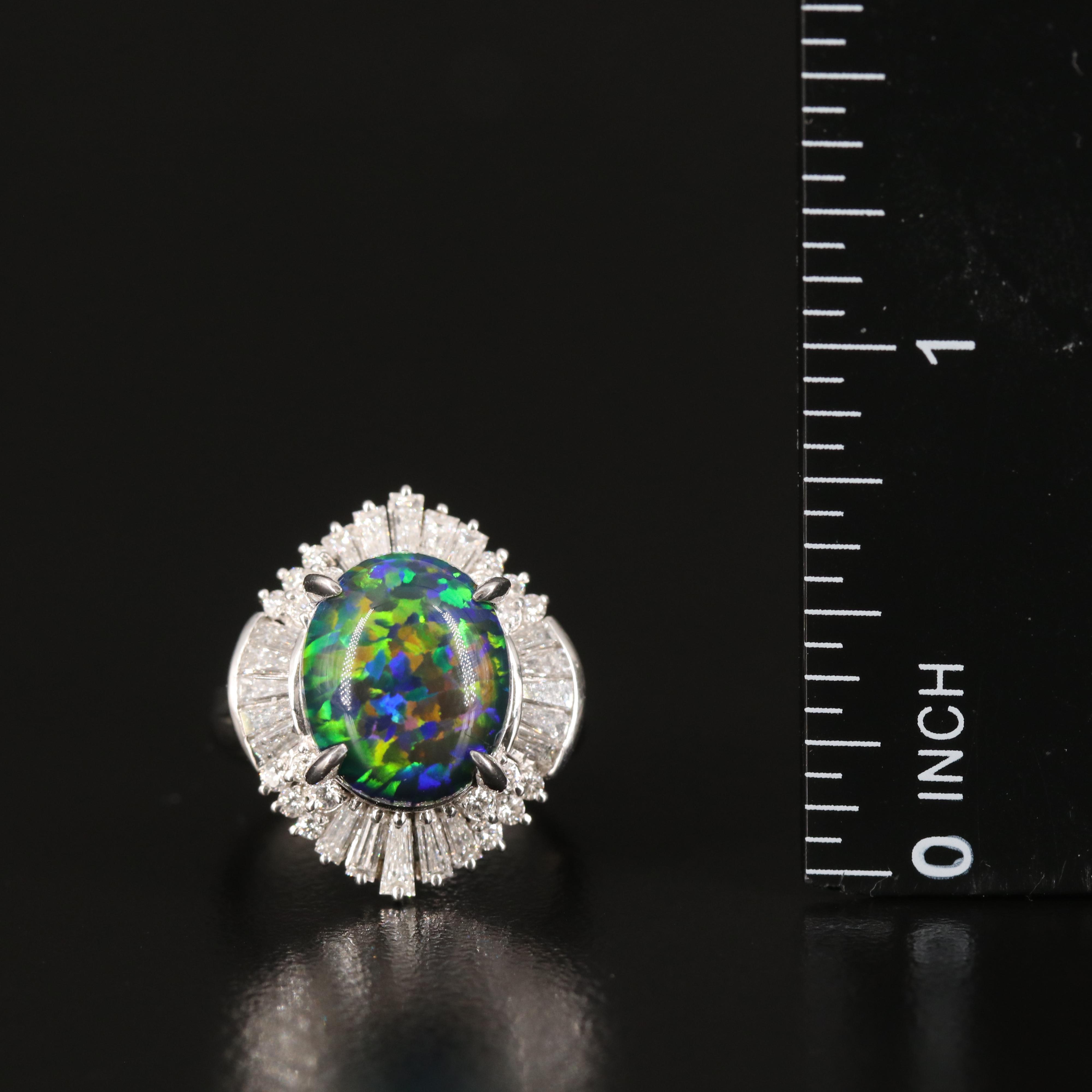 Platinum Opal and 1.02 CTW Diamond Ballerina Ring