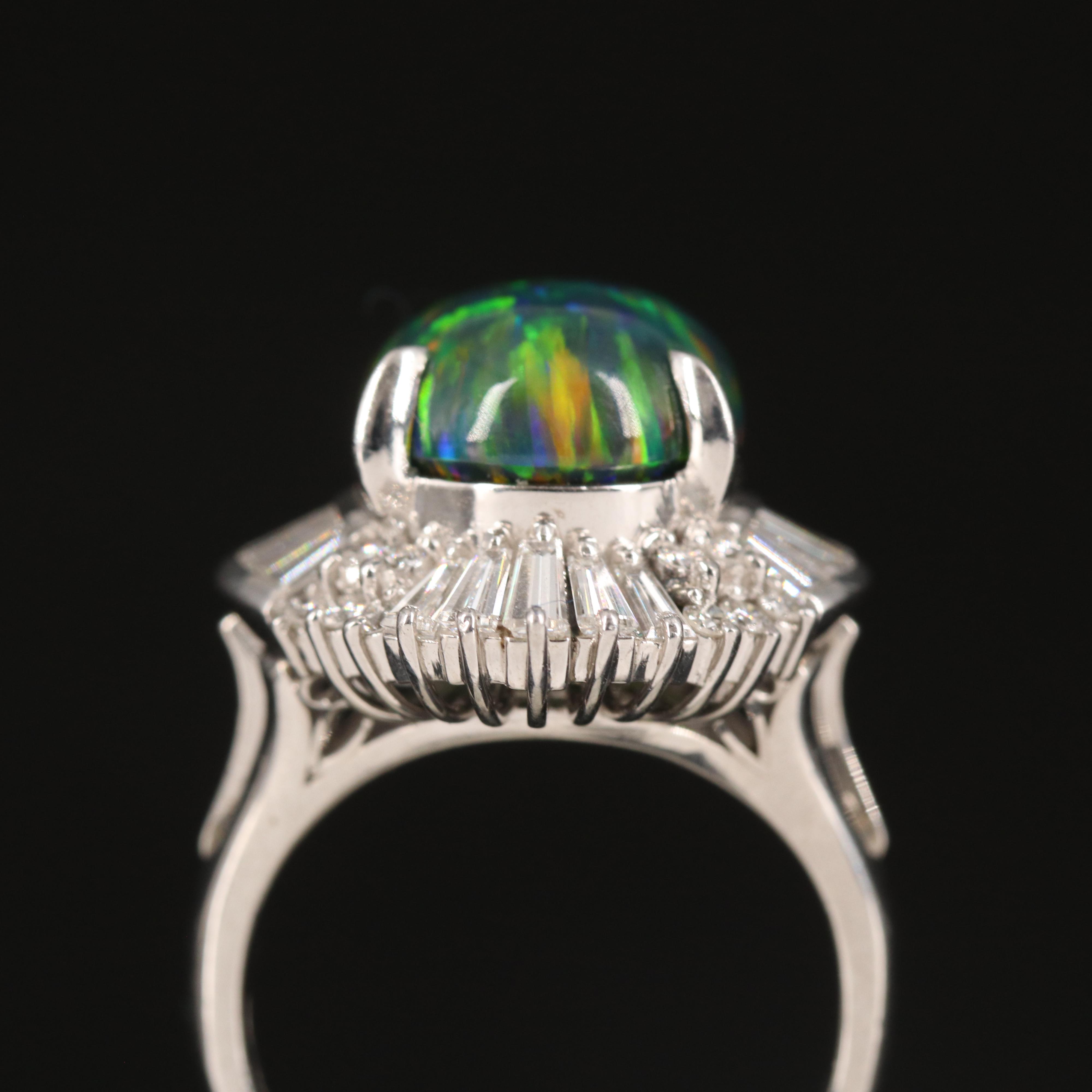 Platinum Opal and 1.02 CTW Diamond Ballerina Ring