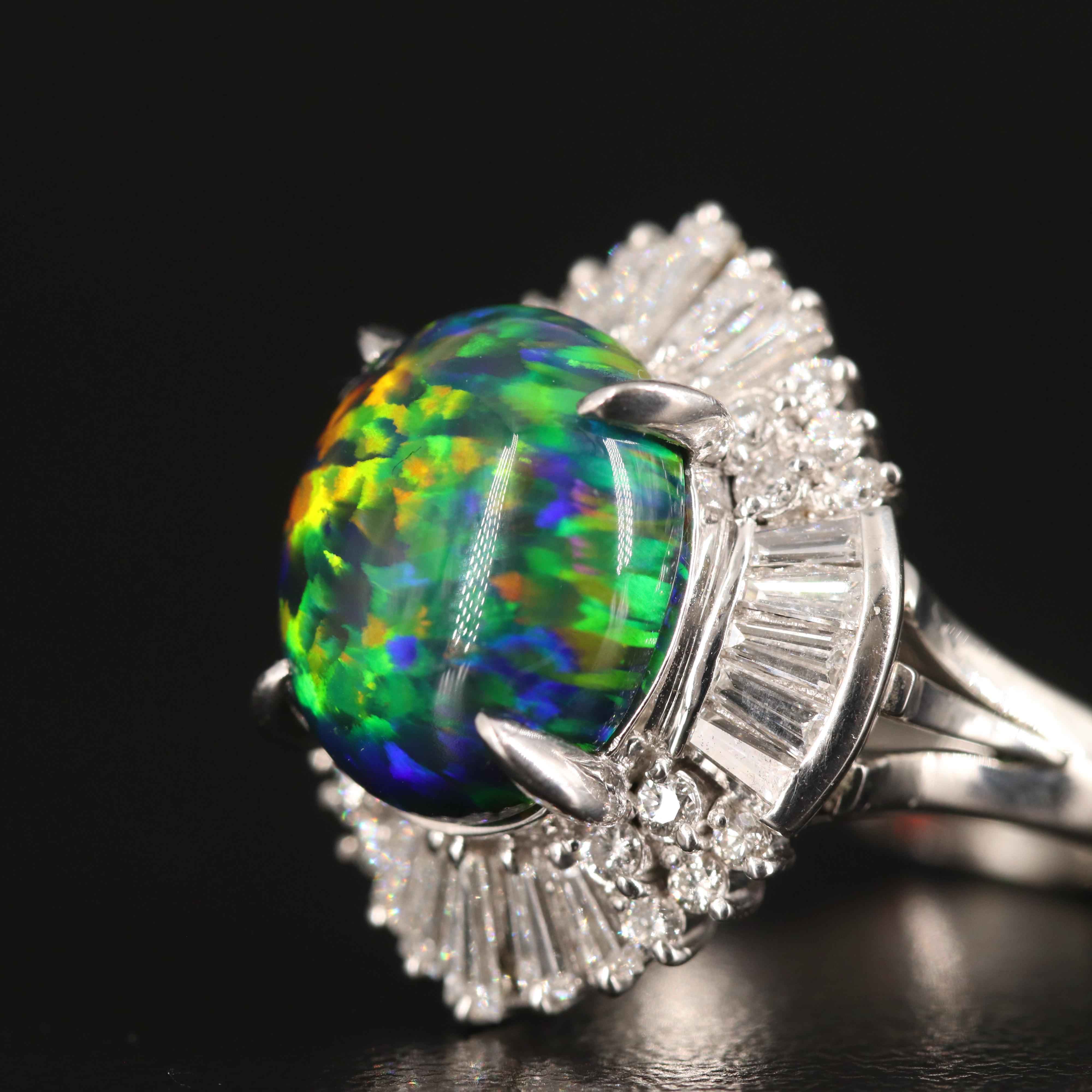Platinum Opal and 1.02 CTW Diamond Ballerina Ring