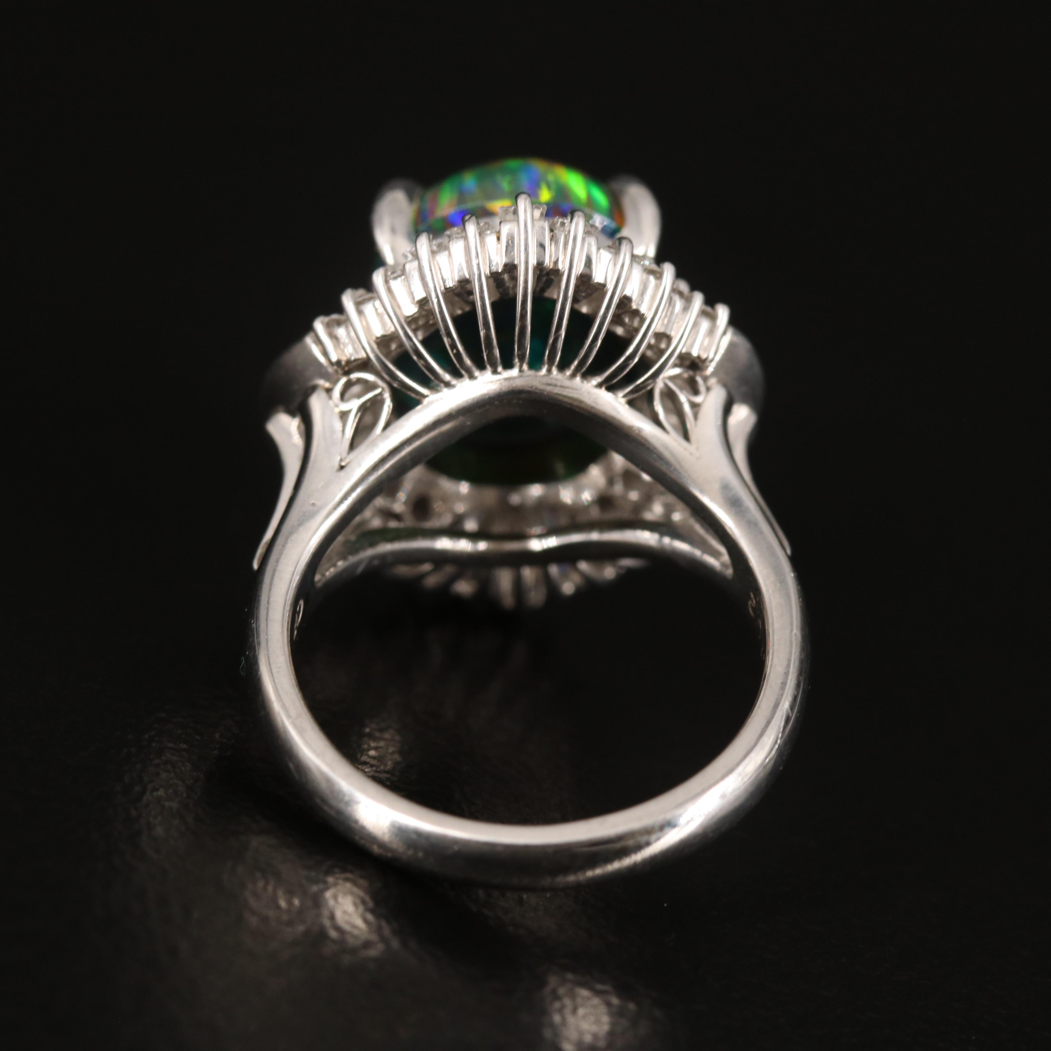 Platinum Opal and 1.02 CTW Diamond Ballerina Ring