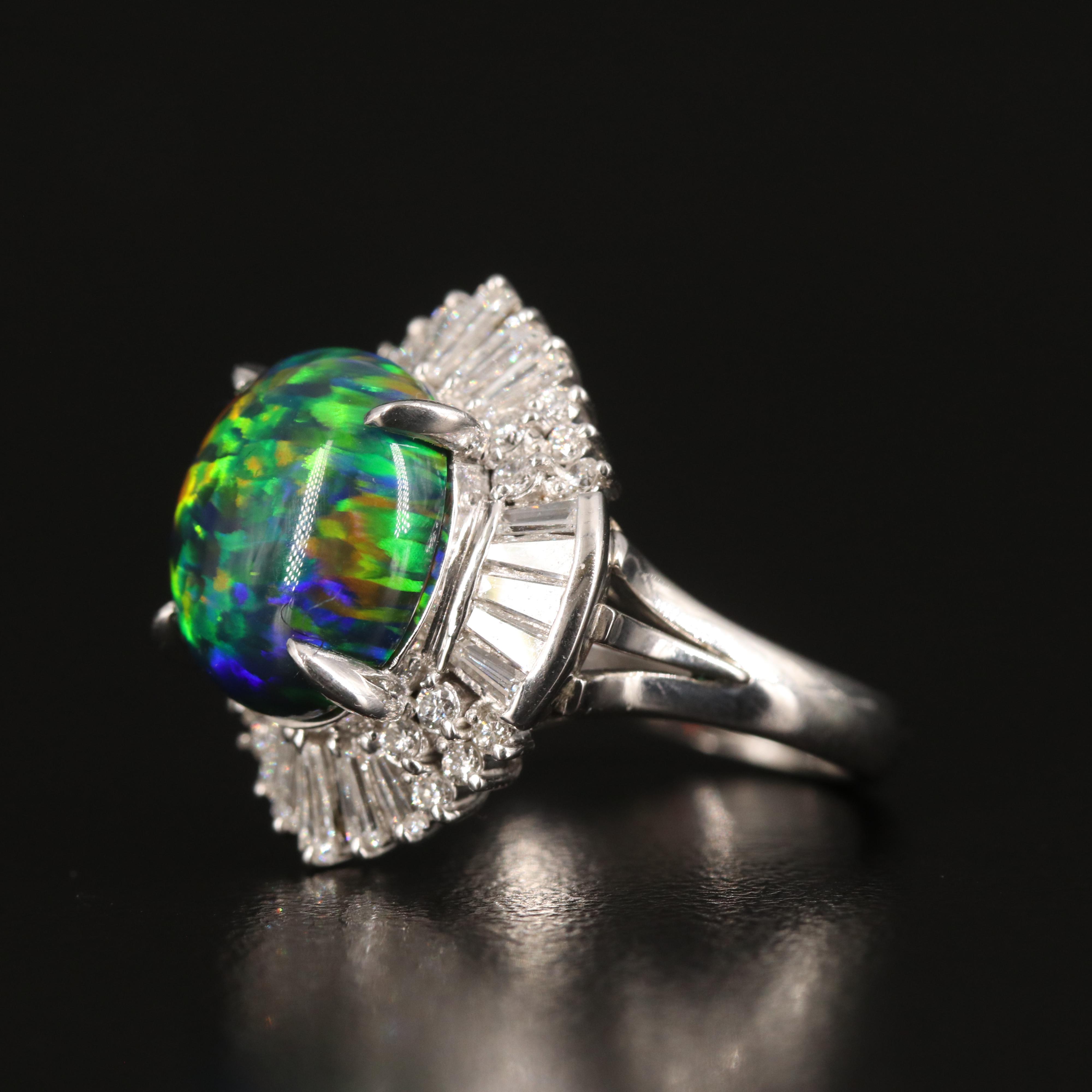 Platinum Opal and 1.02 CTW Diamond Ballerina Ring