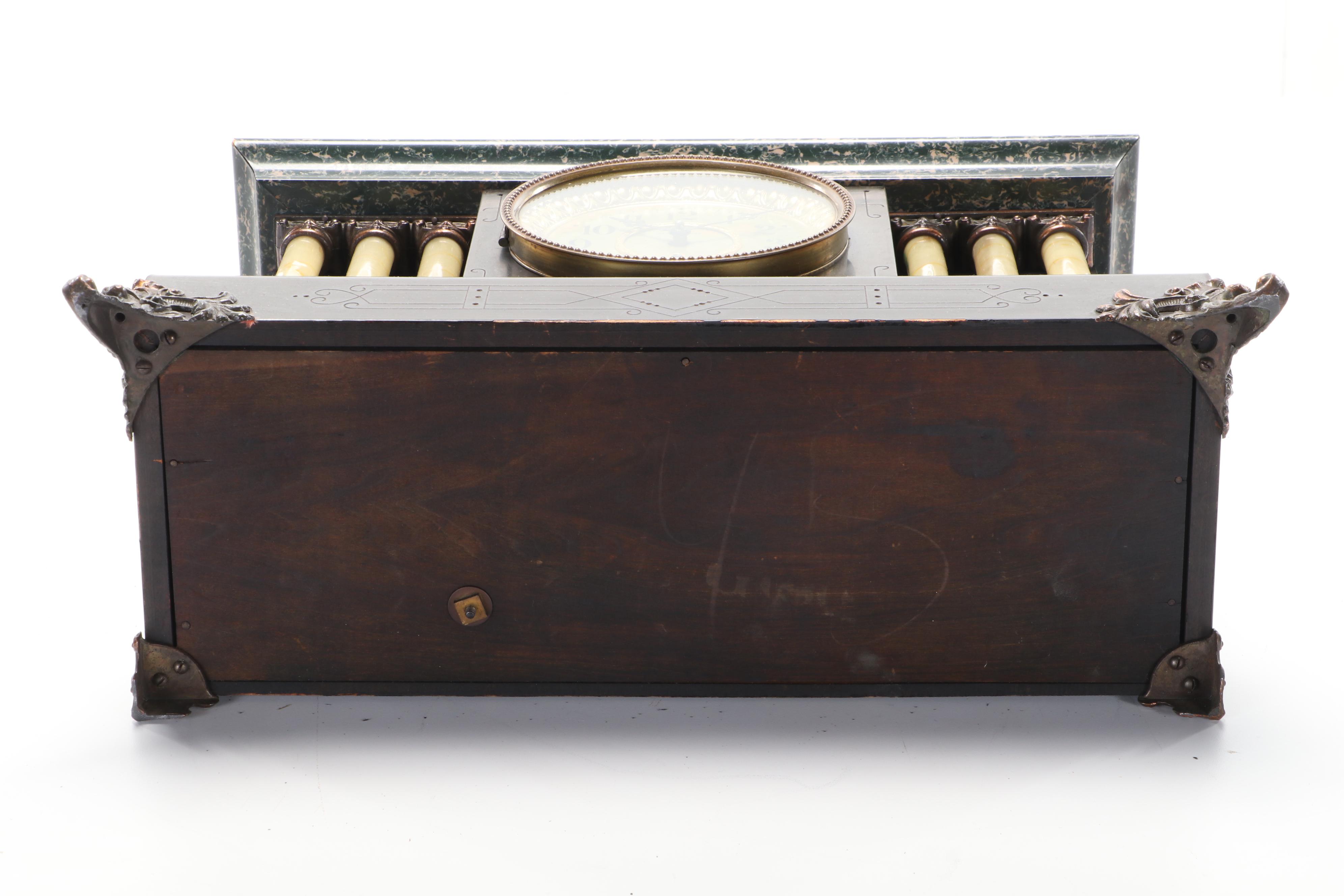 Seth Thomas Adamantine Lions Head Mantel Clock, Late 19th Century