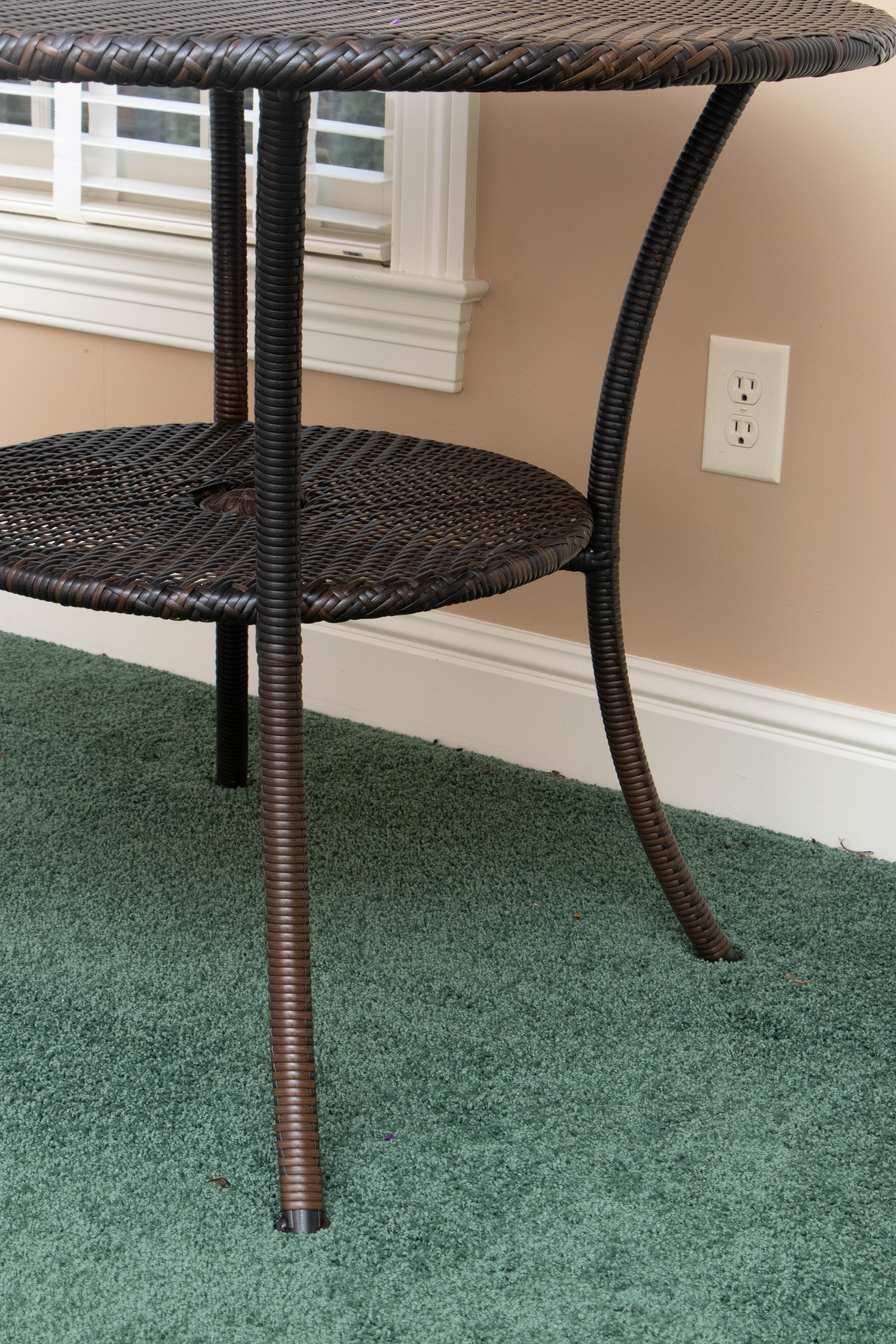 Resin Wicker Patio Table With Hand-Painted Folding Slat Chairs