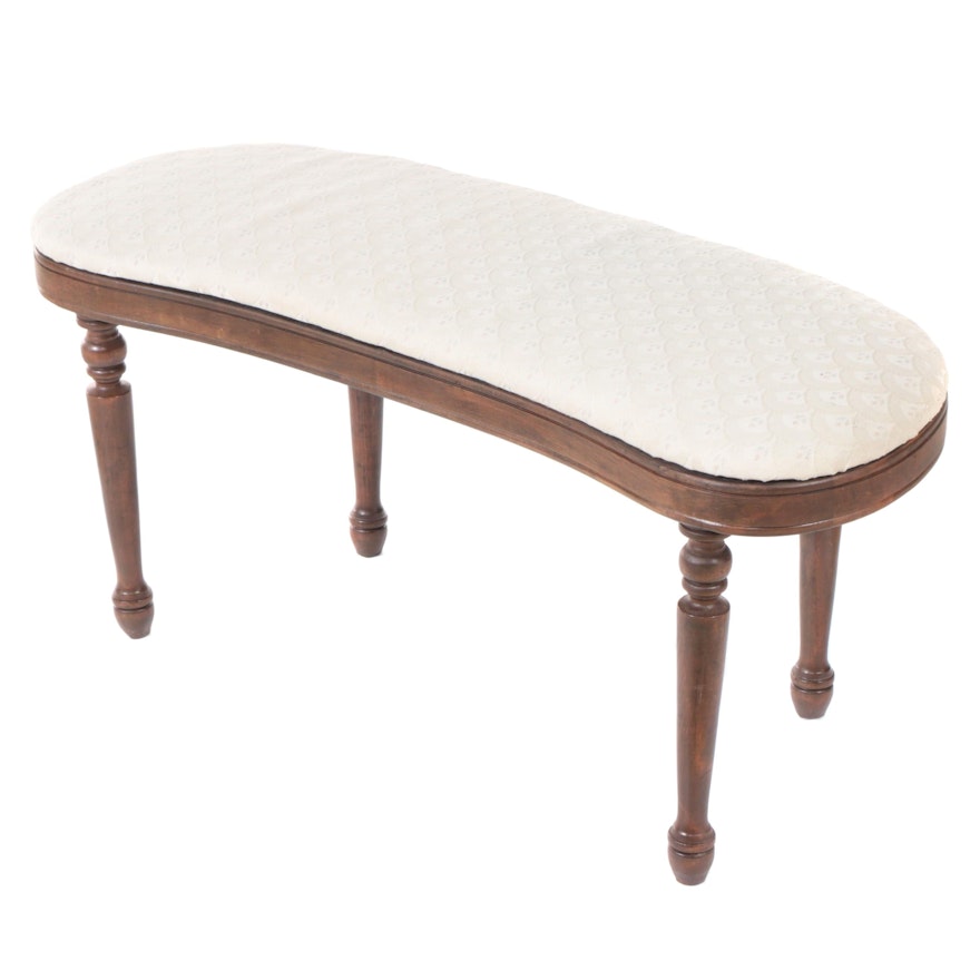 Federal Style Maple and Custom-Upholstered Bench, Early 20th Century