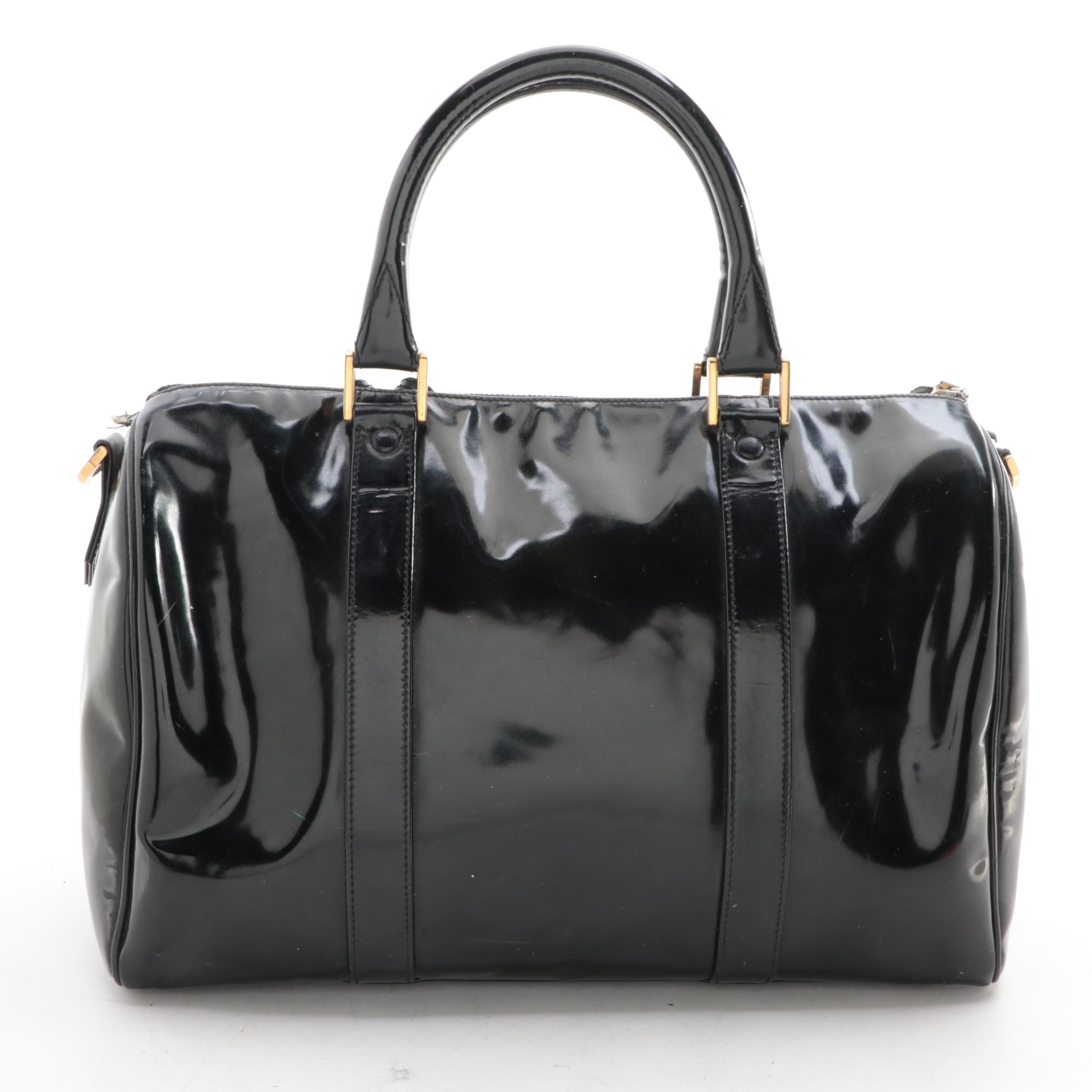 Chanel CC Boston Bag in Black Patent Leather