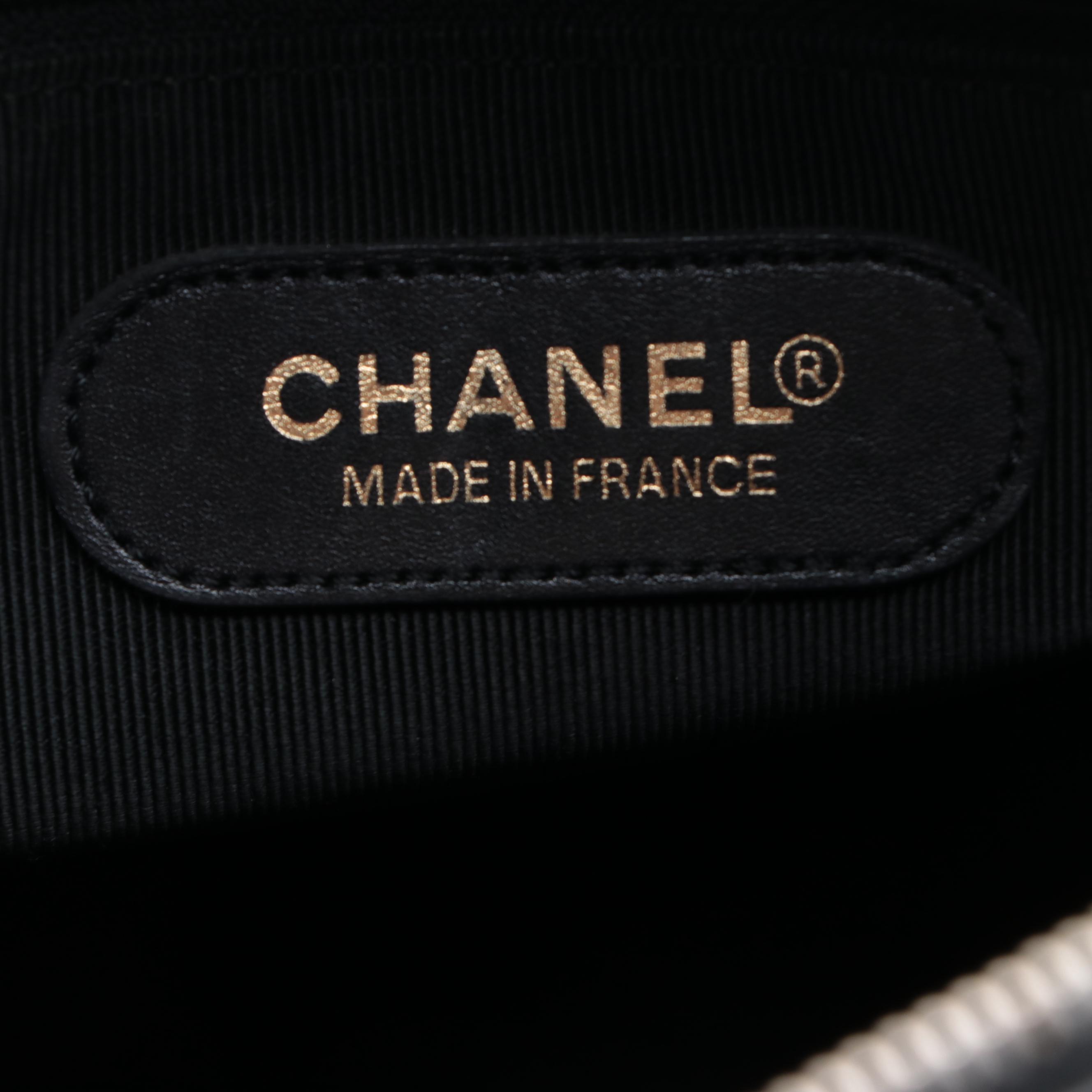 Chanel CC Boston Bag in Black Patent Leather