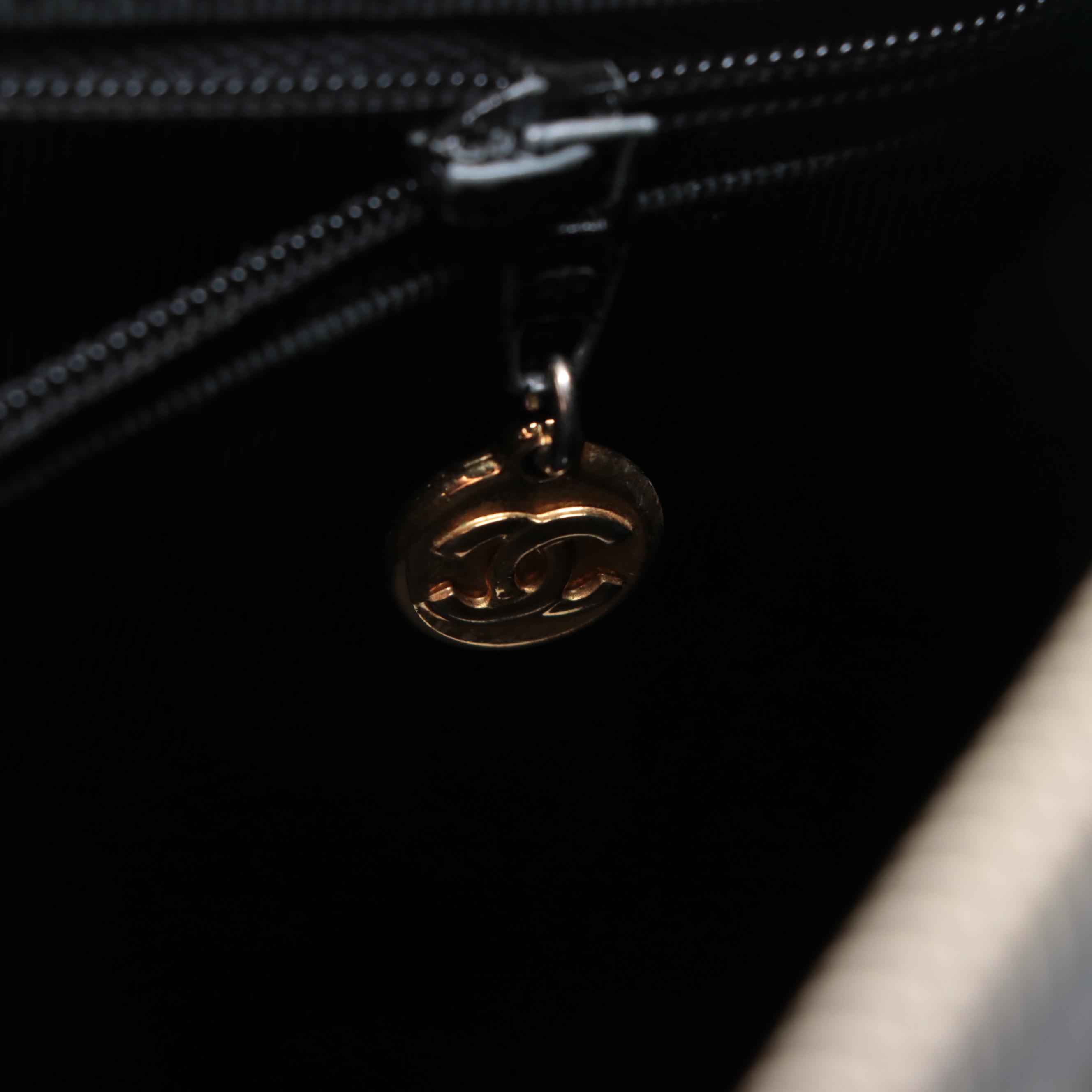 Chanel CC Boston Bag in Black Patent Leather