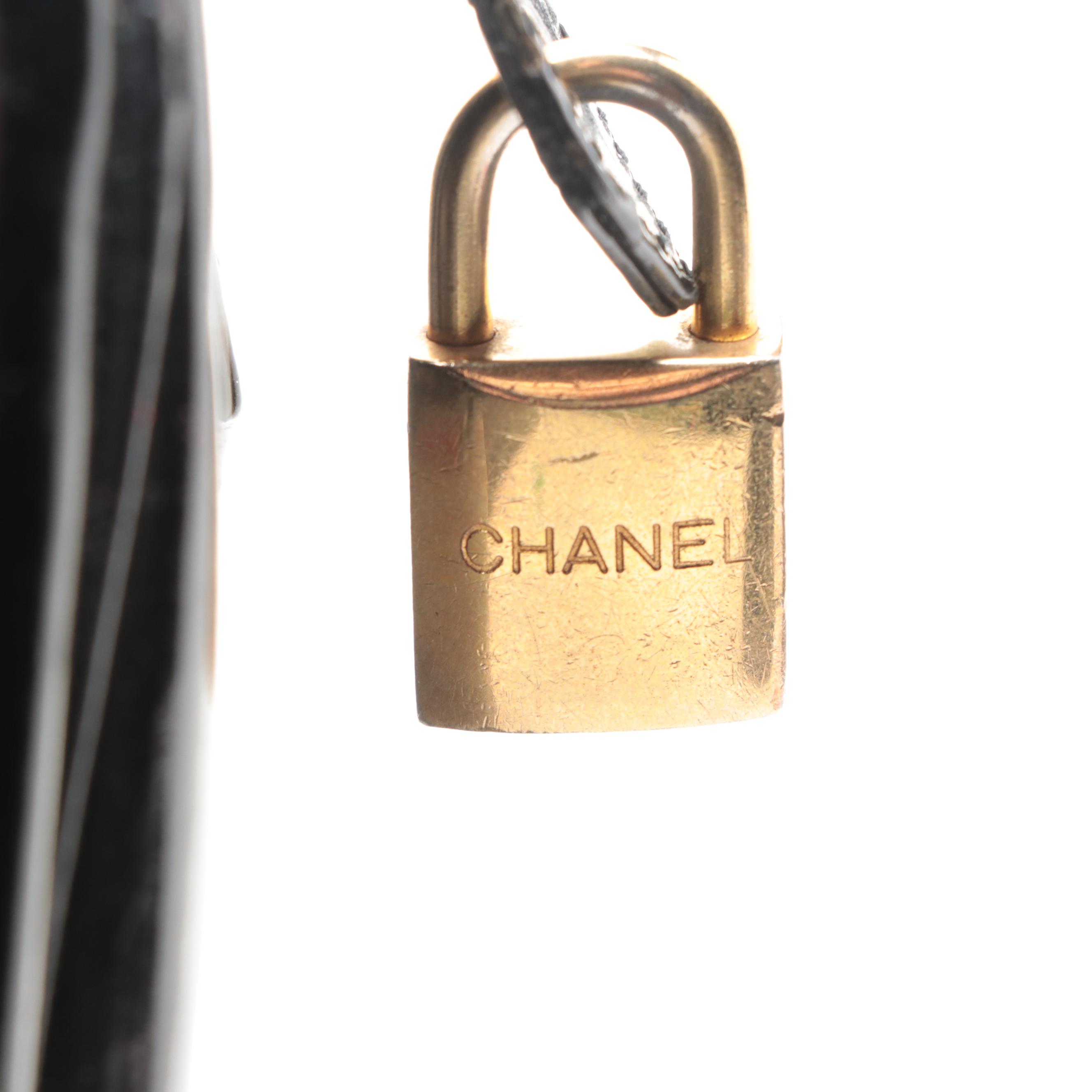 Chanel CC Boston Bag in Black Patent Leather